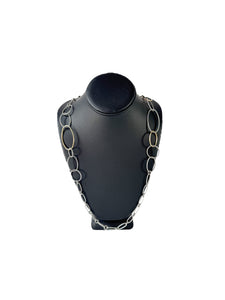 David Yurman mobile oval link sterling silver 18k gold necklace
