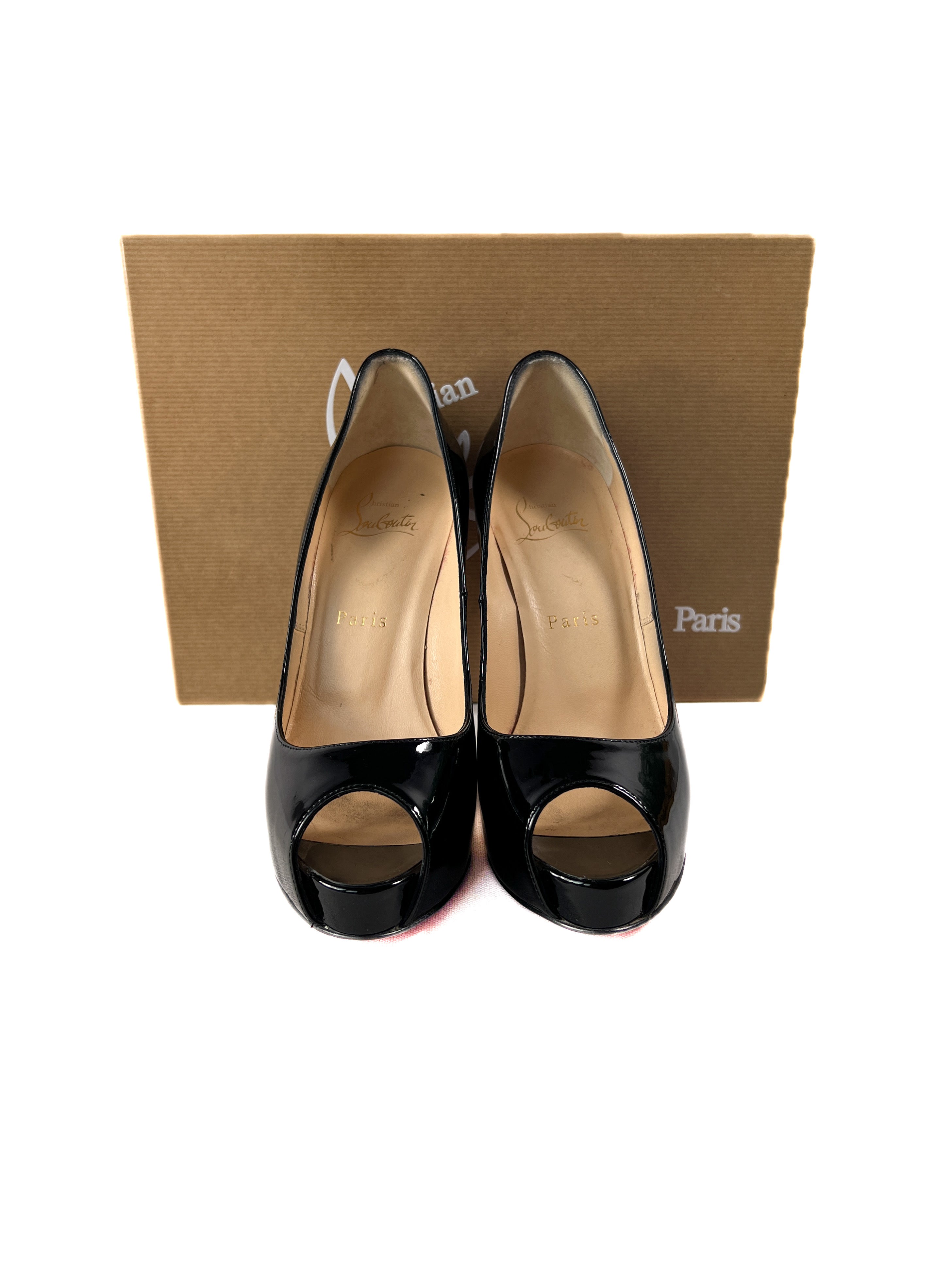 Christian Louboutin black patent new very prive 120 pumps size 37