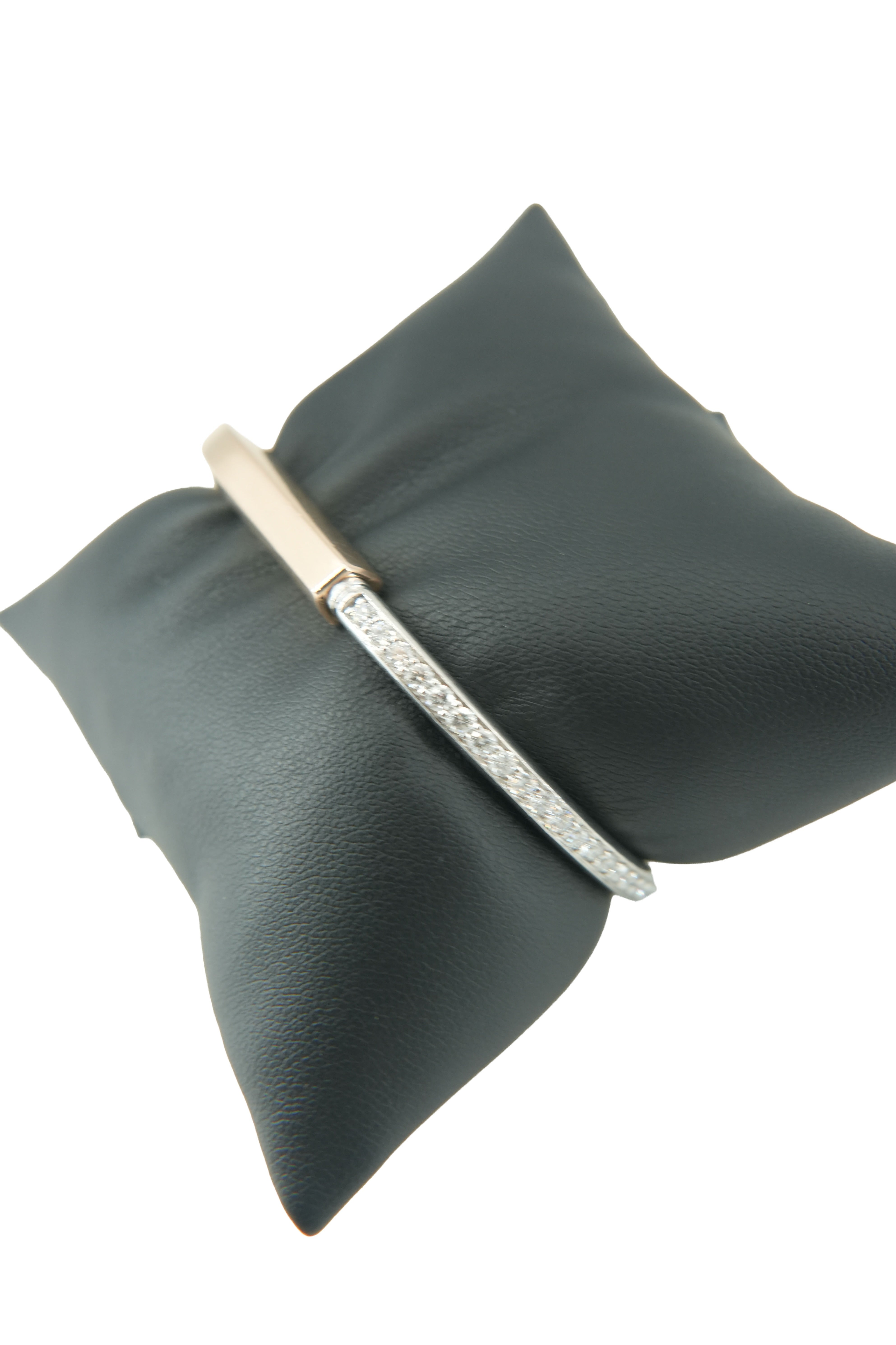 Tiffany & Co 18k rose gold and white gold diamond lock bangle 221007