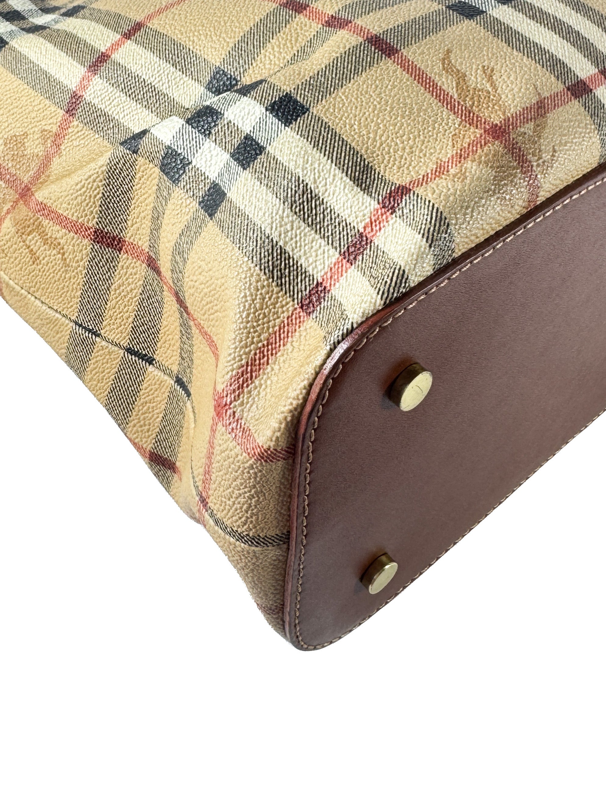 Burberry plaid coated canvas small tote T-0-21