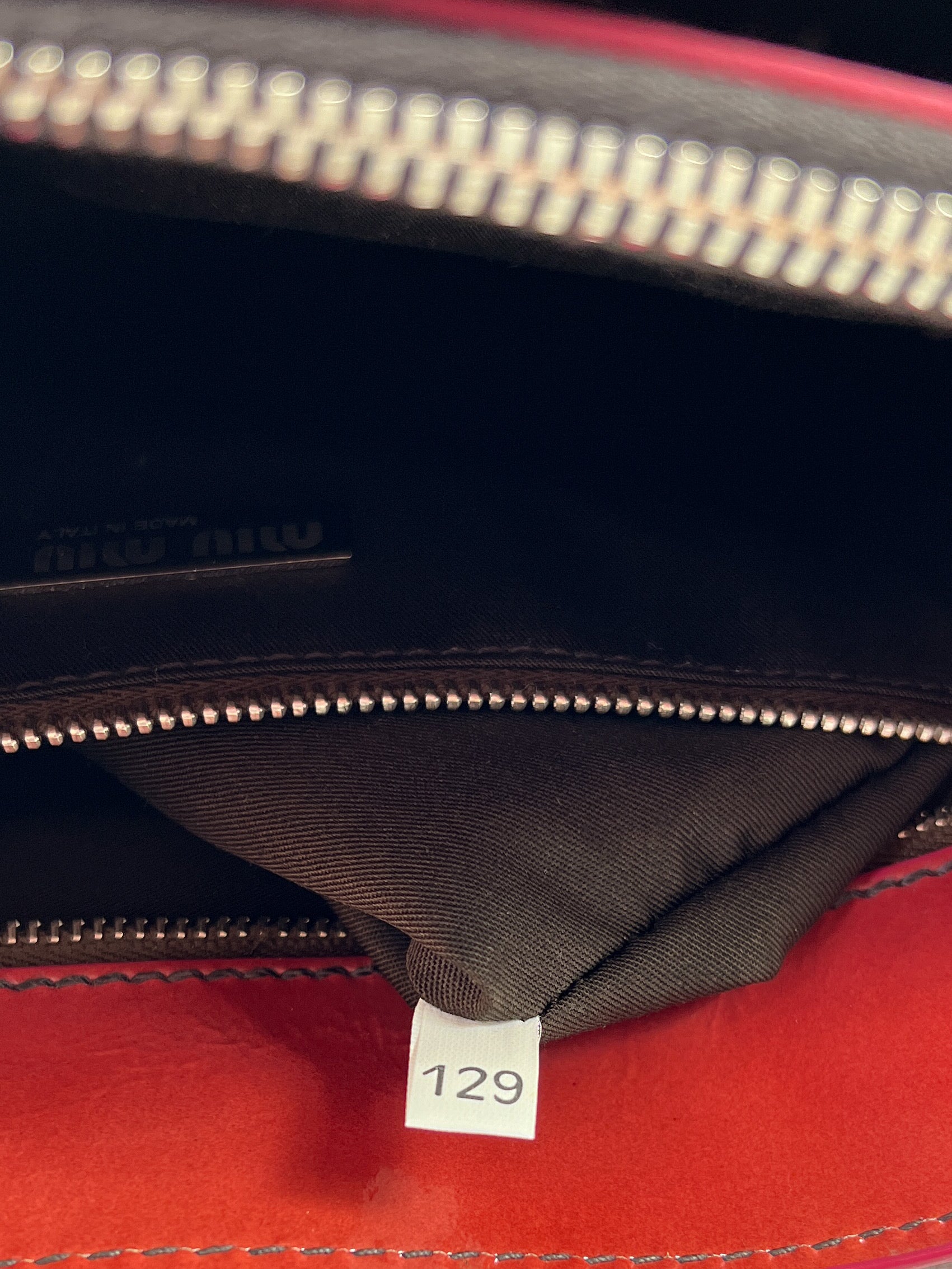 Miu Miu coral patent leather top handle bag (Fall 2003 RTW)