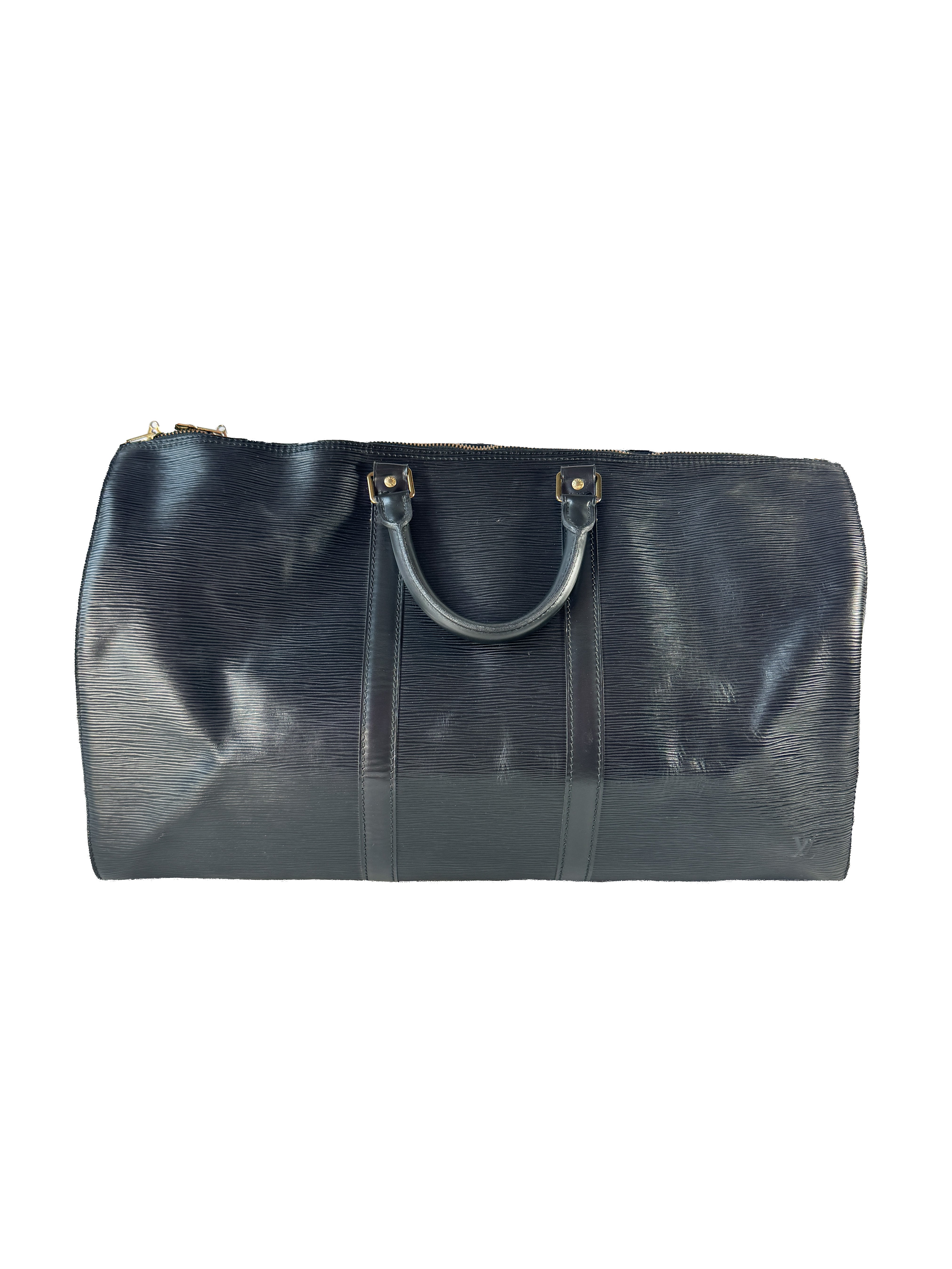 Louis Vuitton black epi keepall 50 VI0990