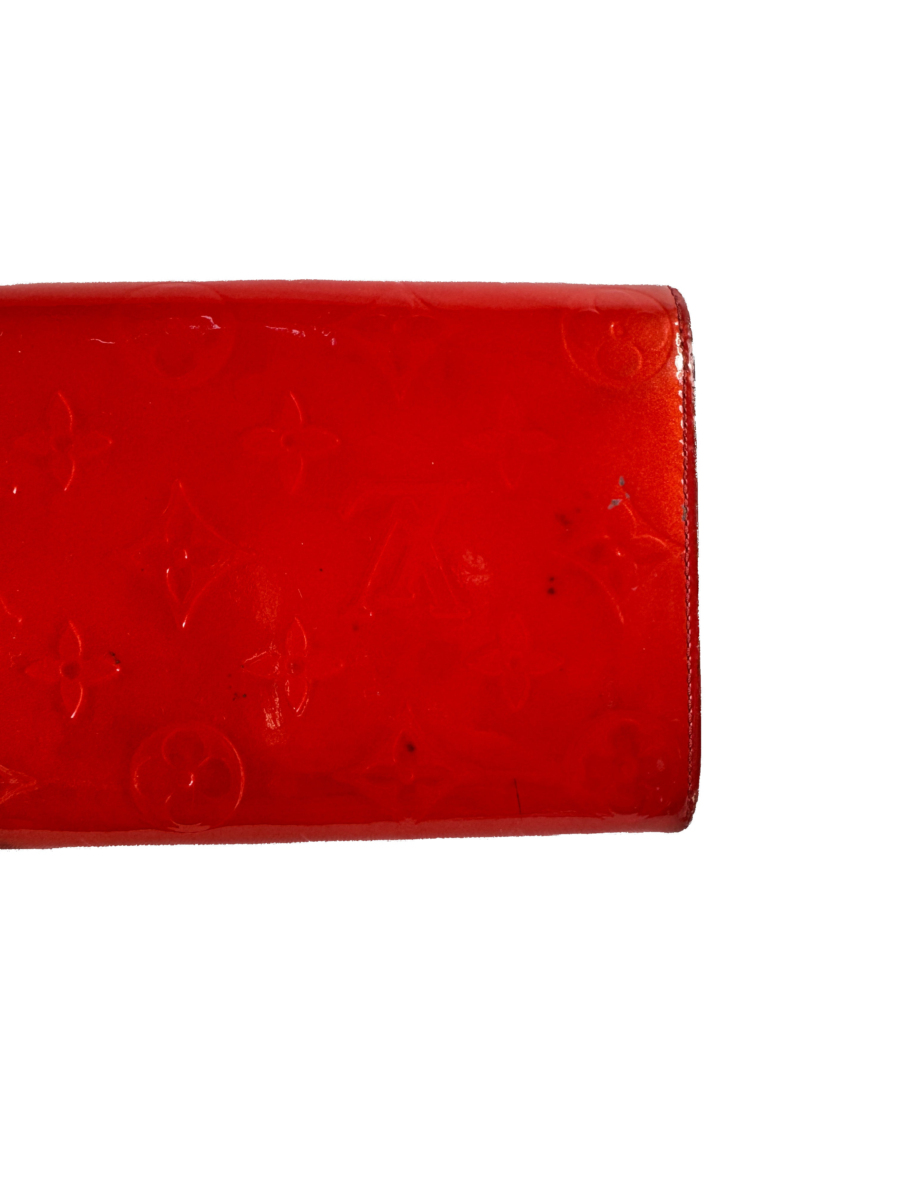 Louis Vuitton red vernis Sarah wallet TH0022 *as is*