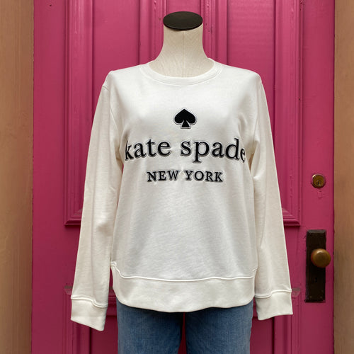 Kate Spade cream embroidered logo sweatshirt size M NWT