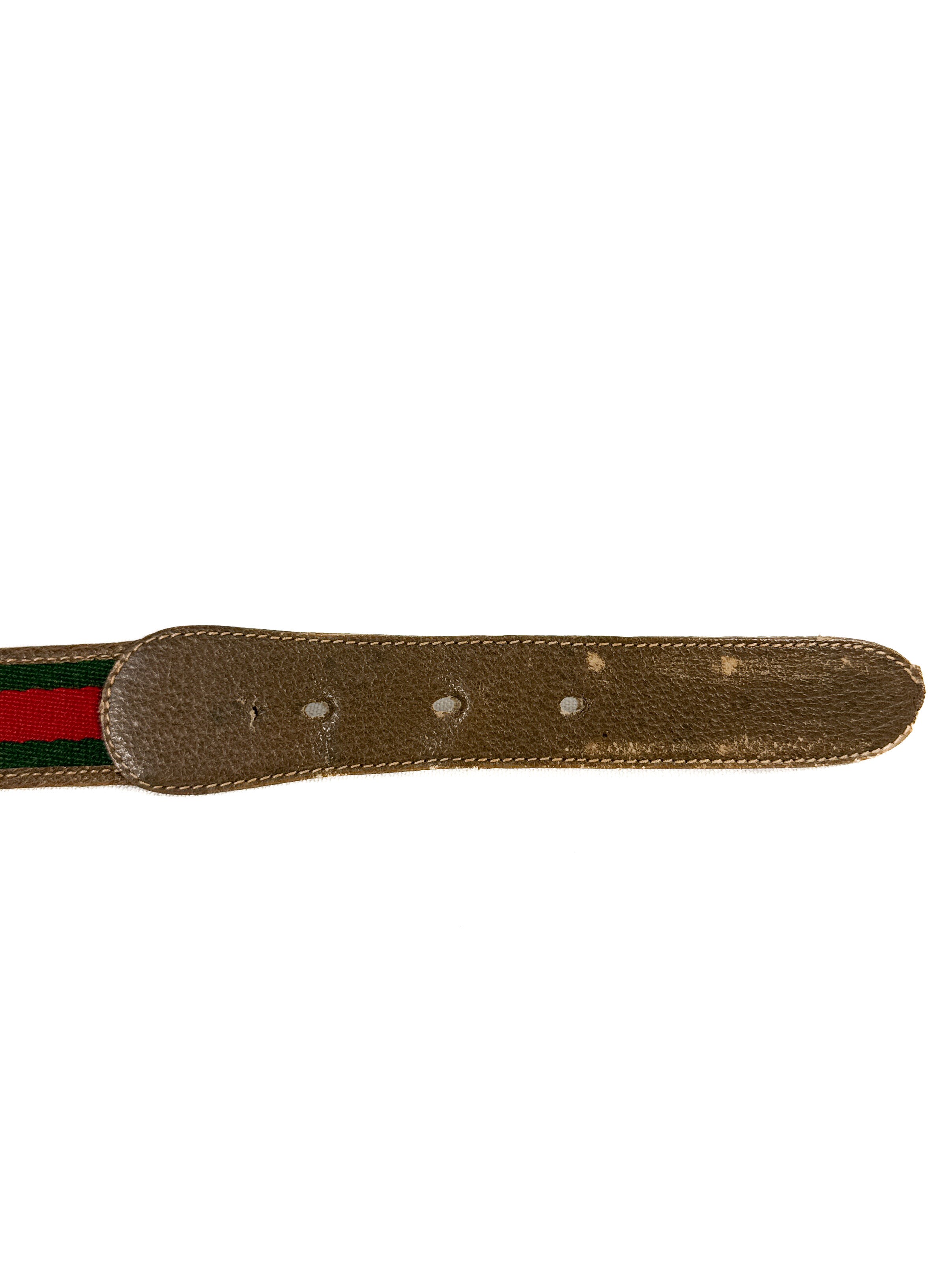 Gucci brown leather red/green striped belt size 95-38 *as is*