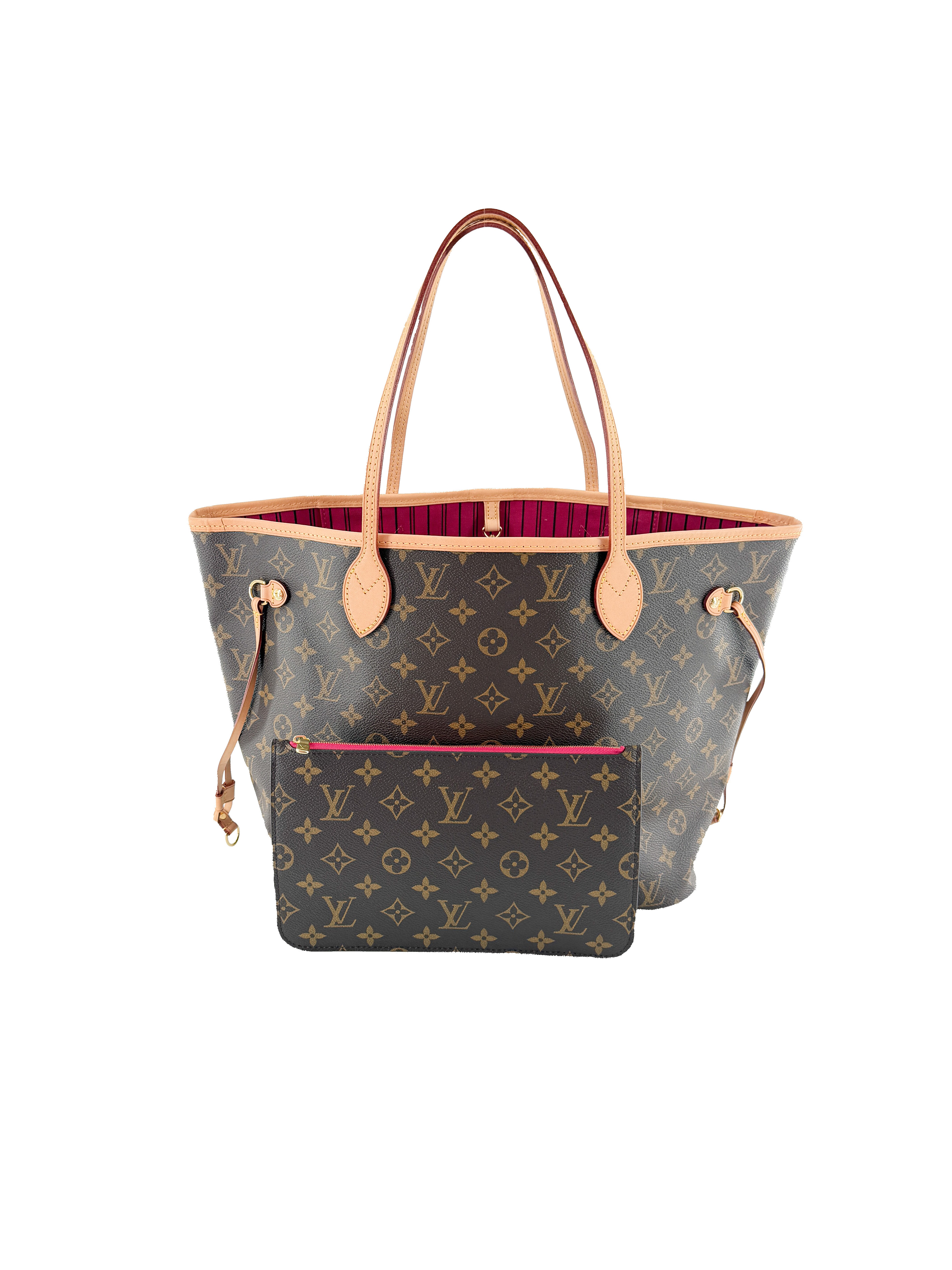 Louis Vuitton Neverfull MM w/pouch fuschia SD1199