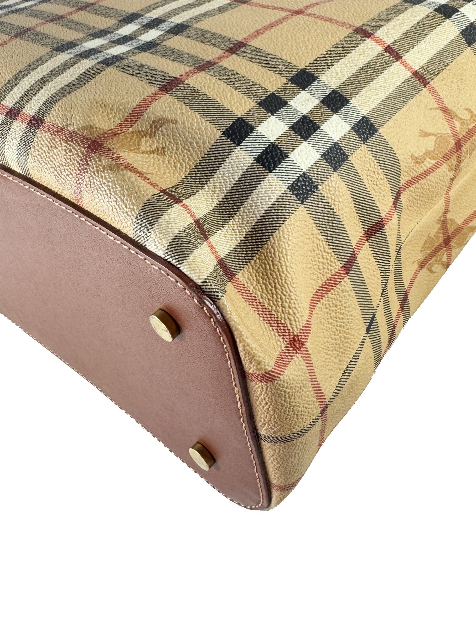 Burberry plaid coated canvas small tote T-0-21