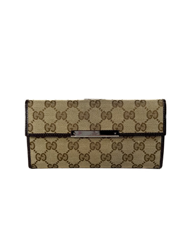 Gucci brown monogram metal bar wallet 112715-2149