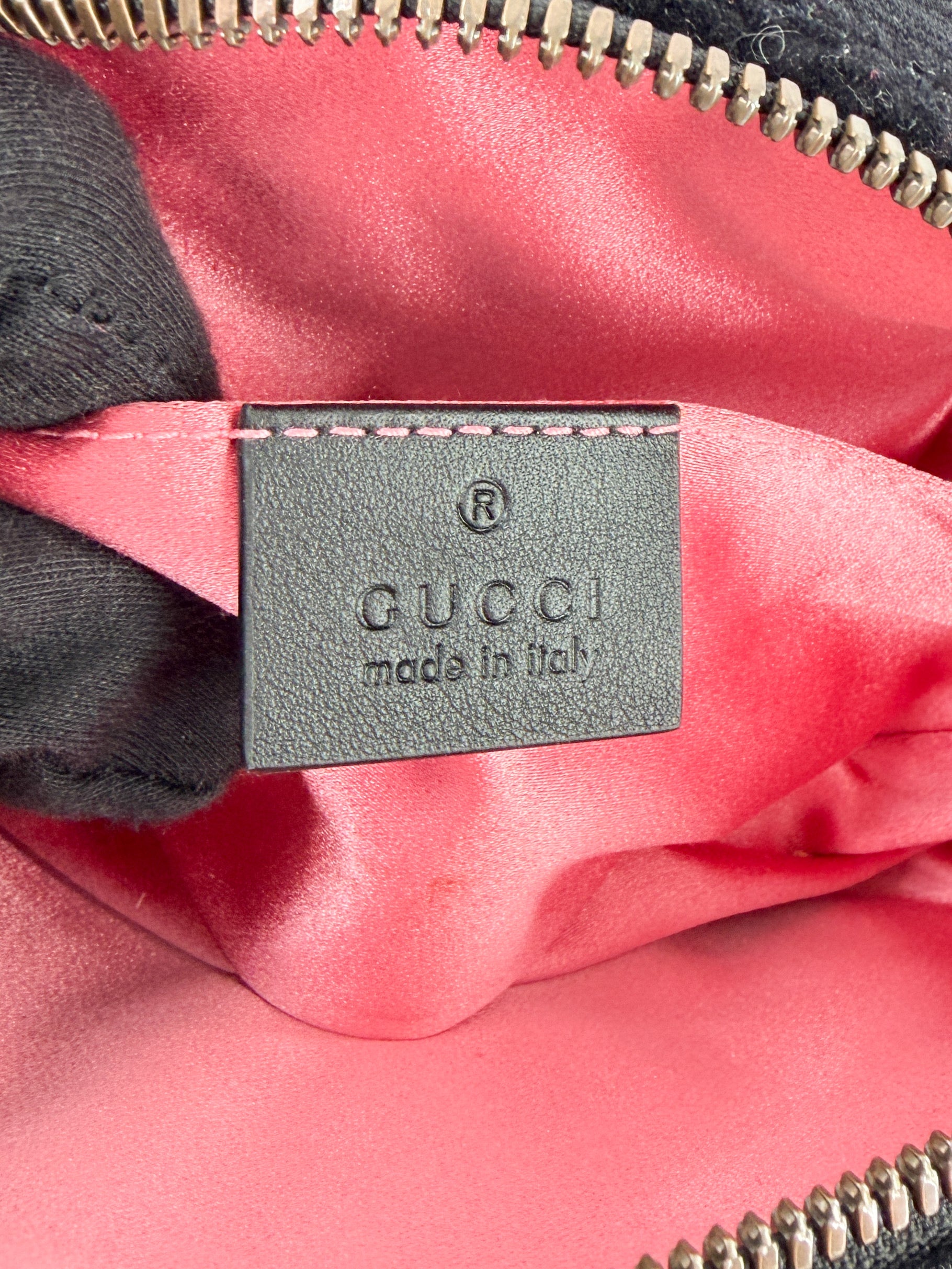 Gucci black leather, velvet crystal star GG marmont belt bag 476434 493075
