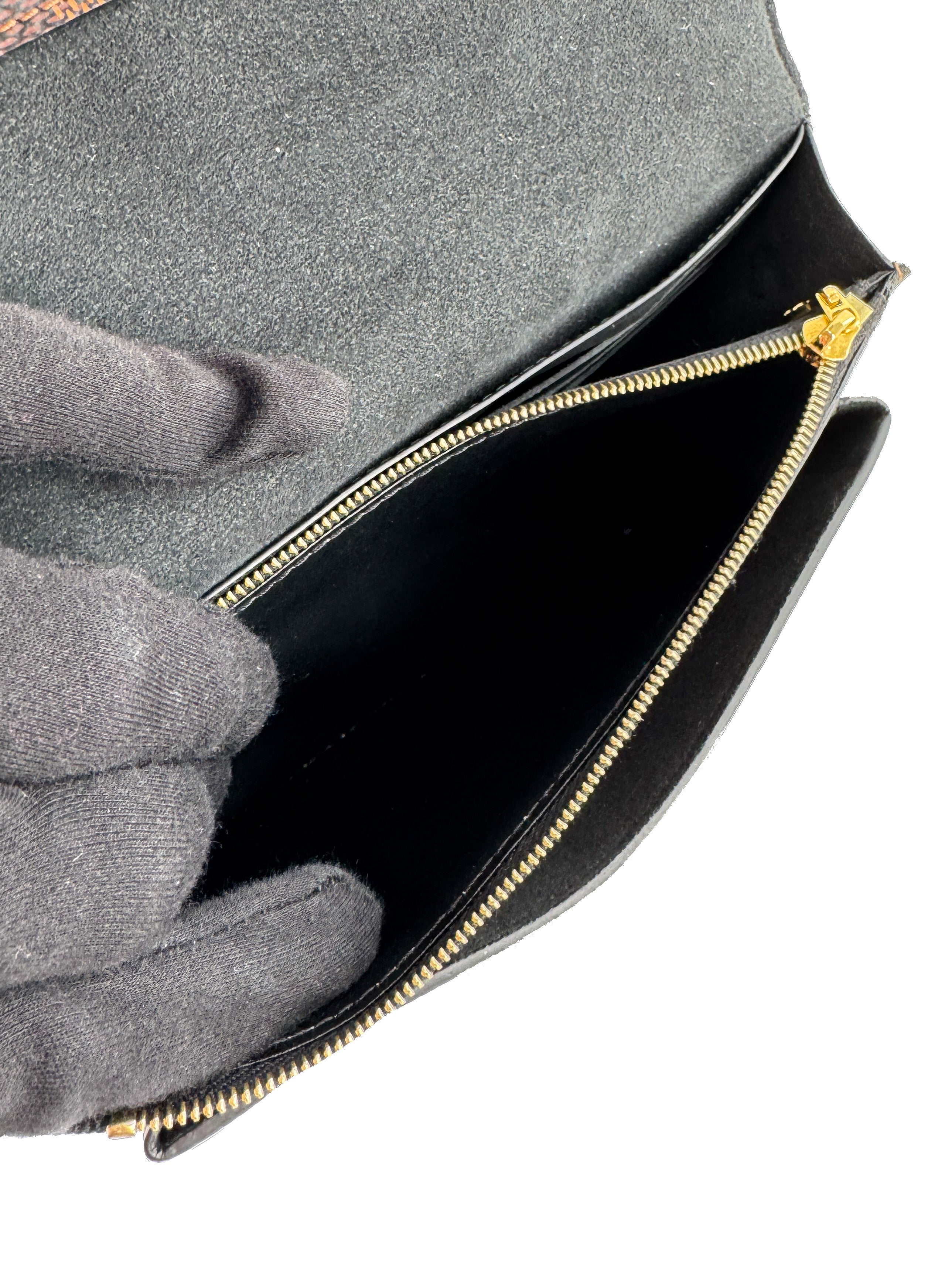 Louis Vuitton damier ebene Vavin chain wallet black CA3159