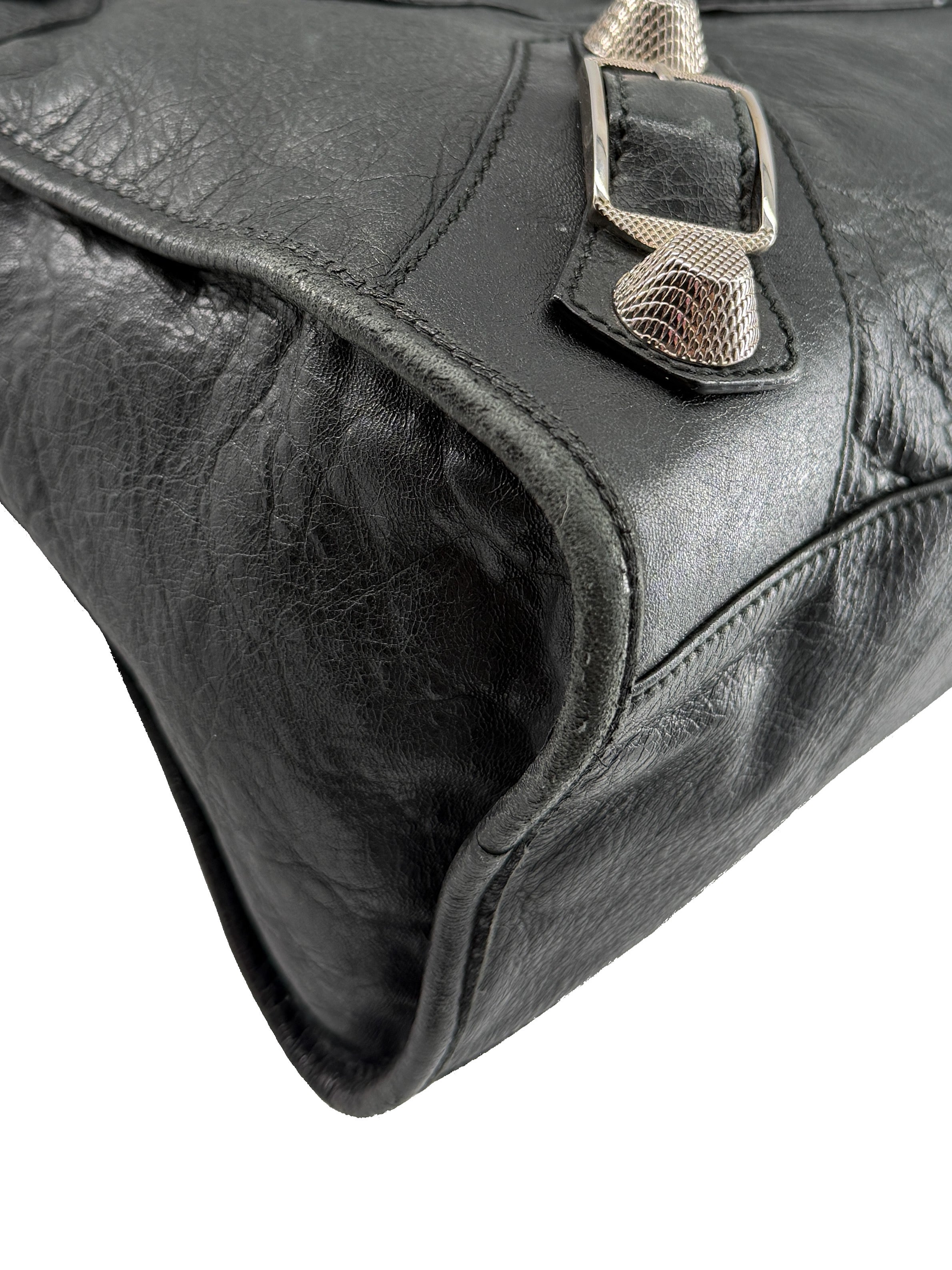 Balenciaga black leather Giant Motocross City handbag 173084-001013 - My Girlfriend's Wardrobe LLC