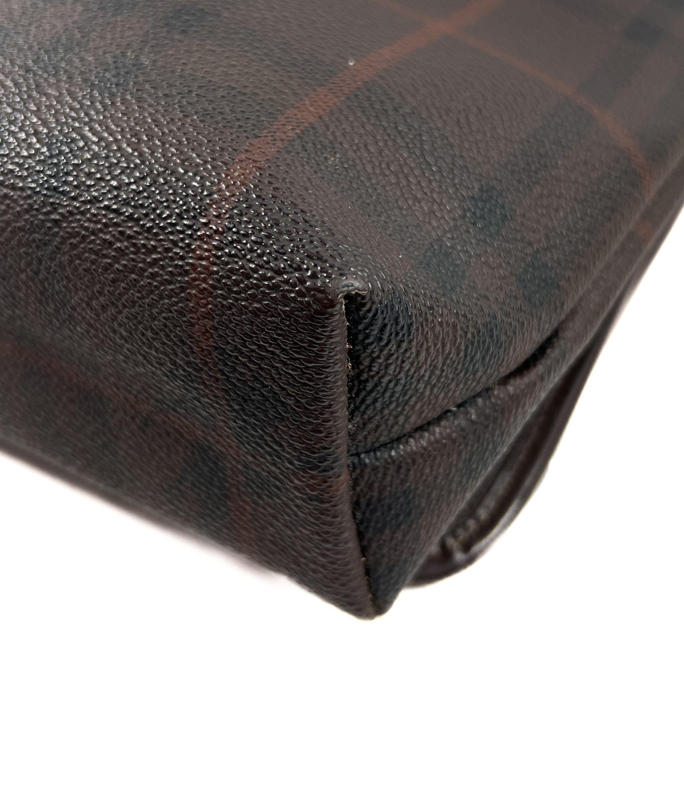 Burberry brown plaid coated canvas messenger bag