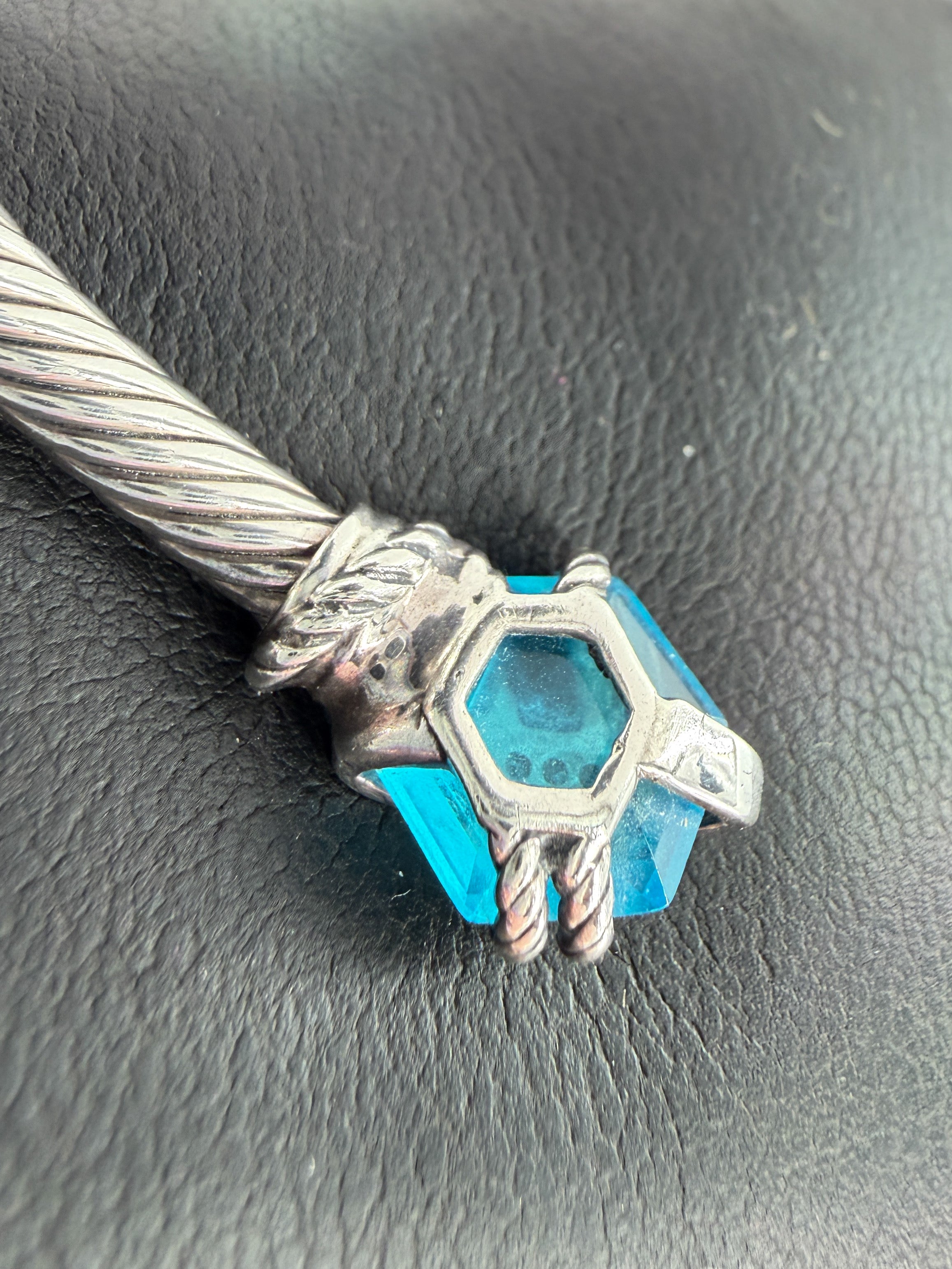 David Yurman sterling silver, blue topaz, diamonds cable wrap cuff