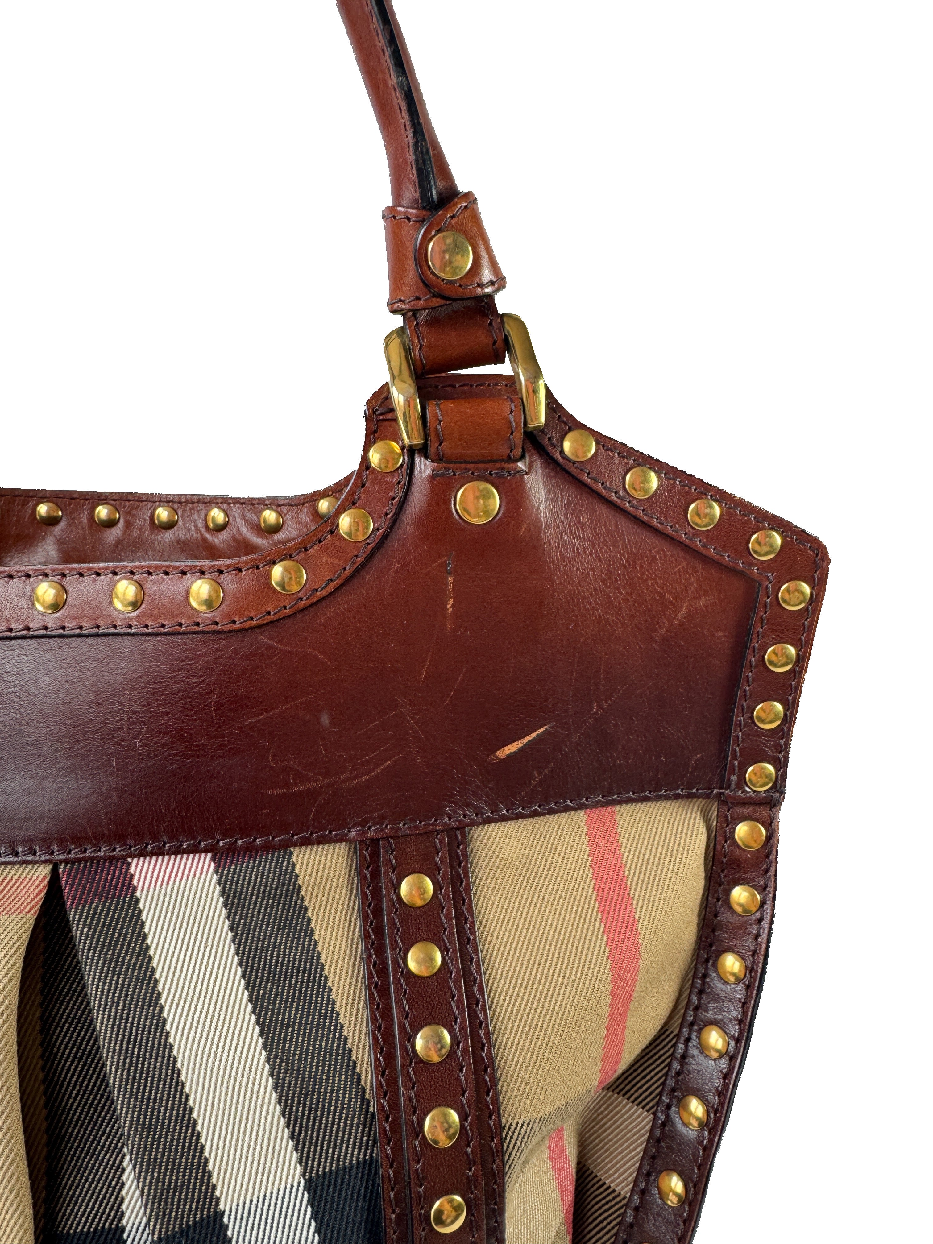 Burberry house check studded large gingham tote ITEFFEPI14SCA