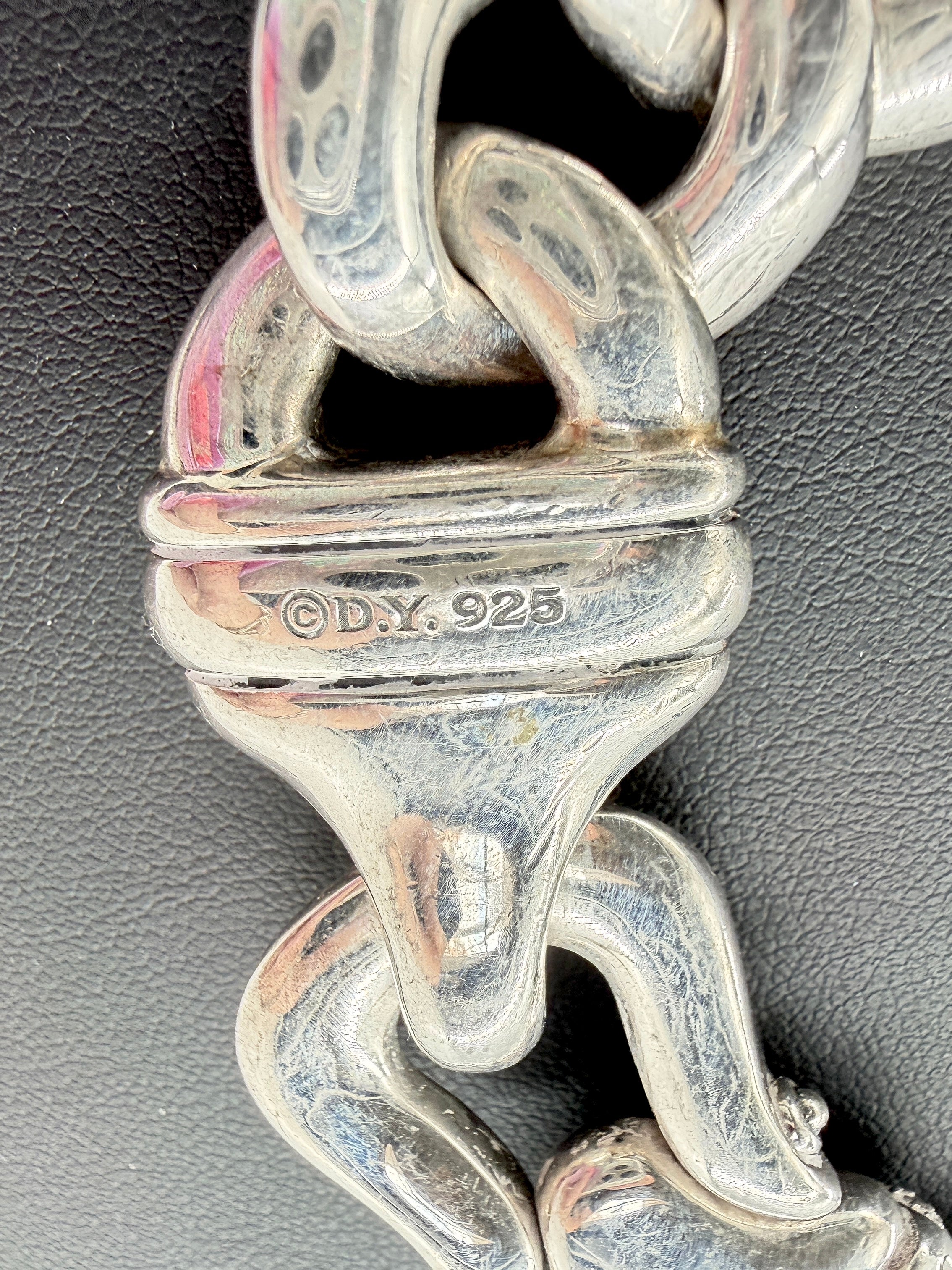 David Yurman sterling silver Cordelia curb diamon buckle necklace