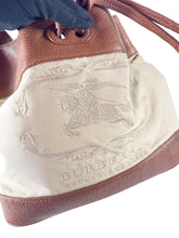 Burberry cream/brown logo canvas bucket bag