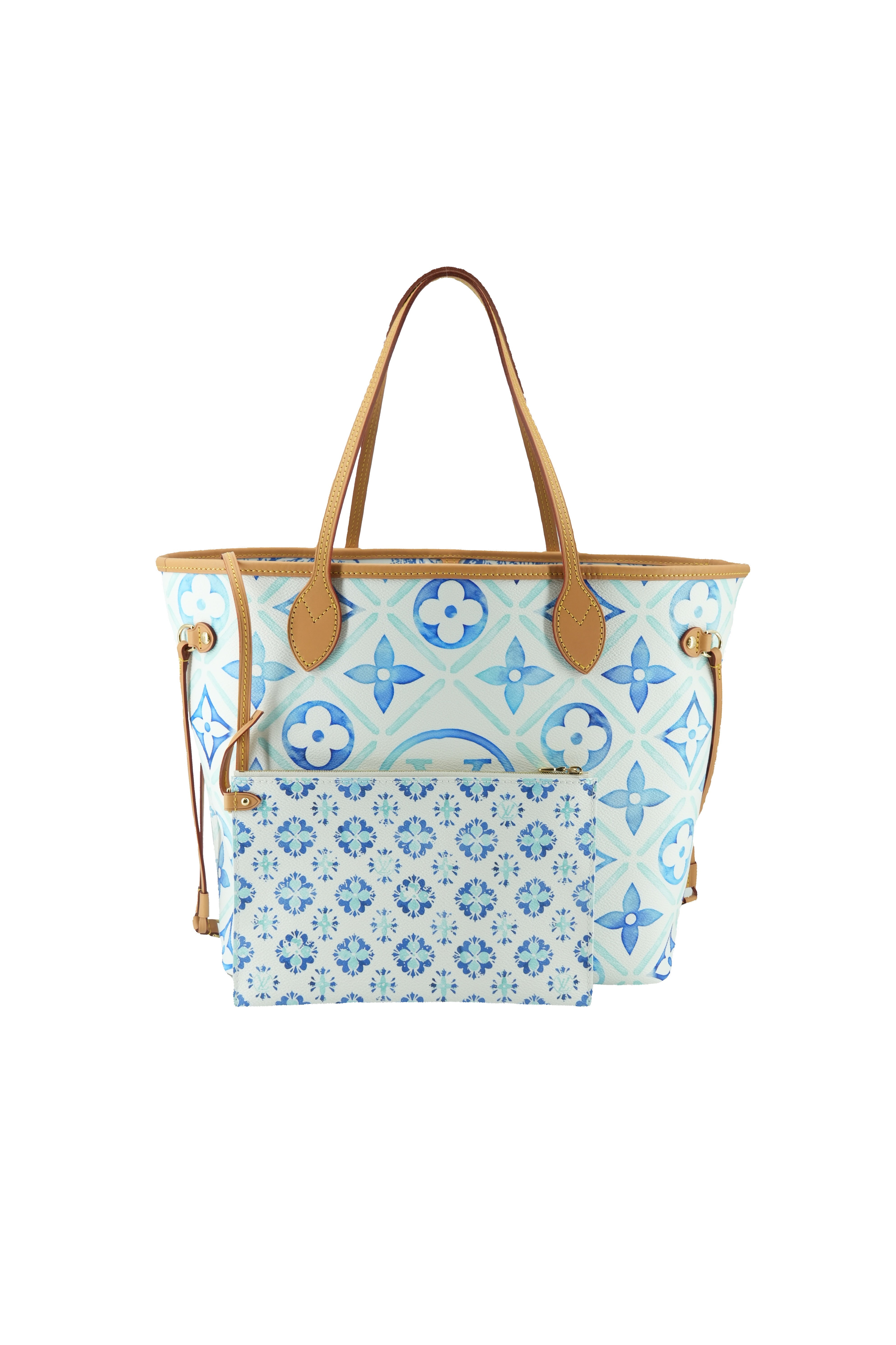 Louis Vuitton monogram Tiles by the Pool Neverfull MM lagoon blue NFC