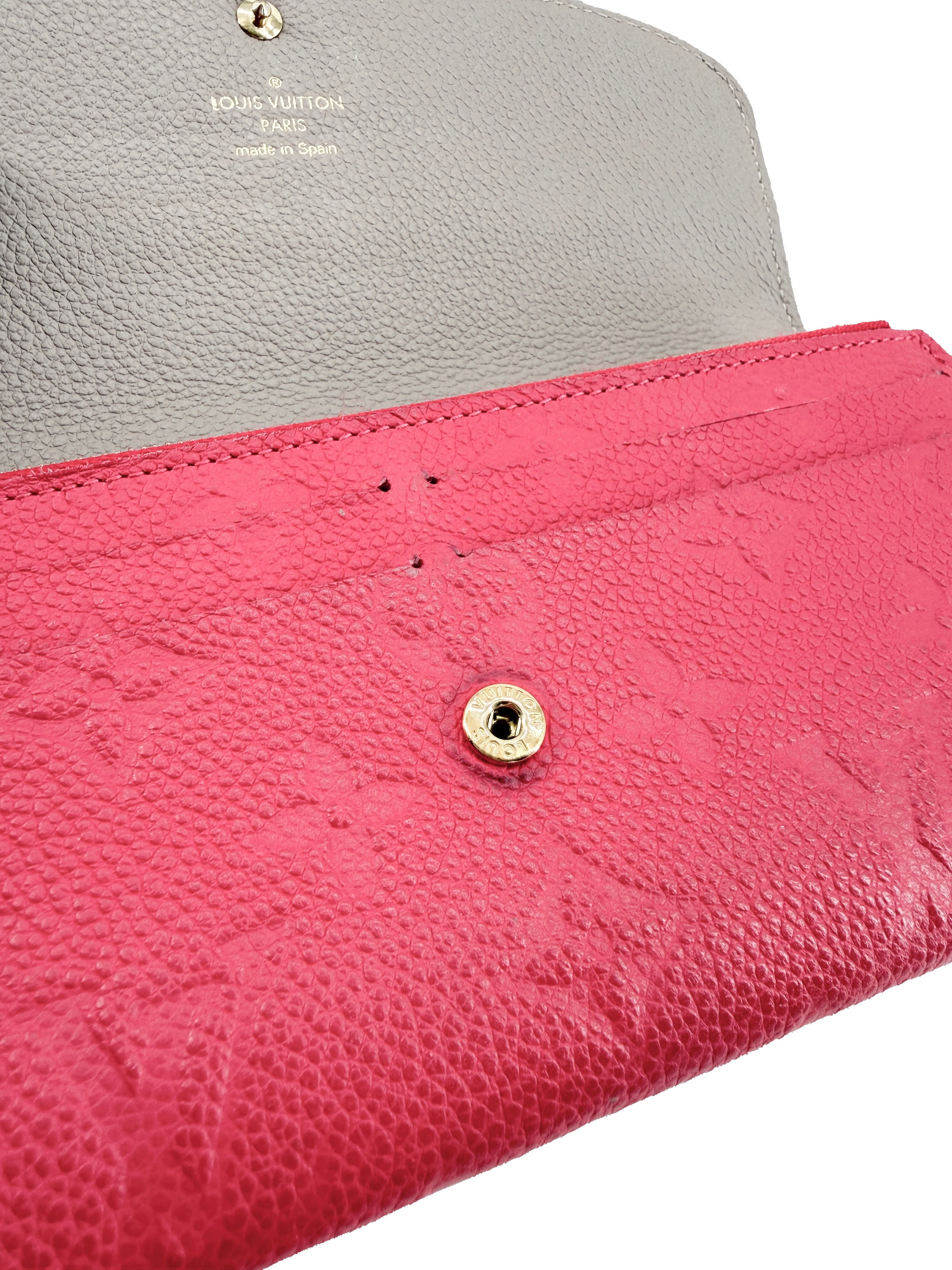Louis Vuitton pink monogram empreinte Emilie wallet CA2176