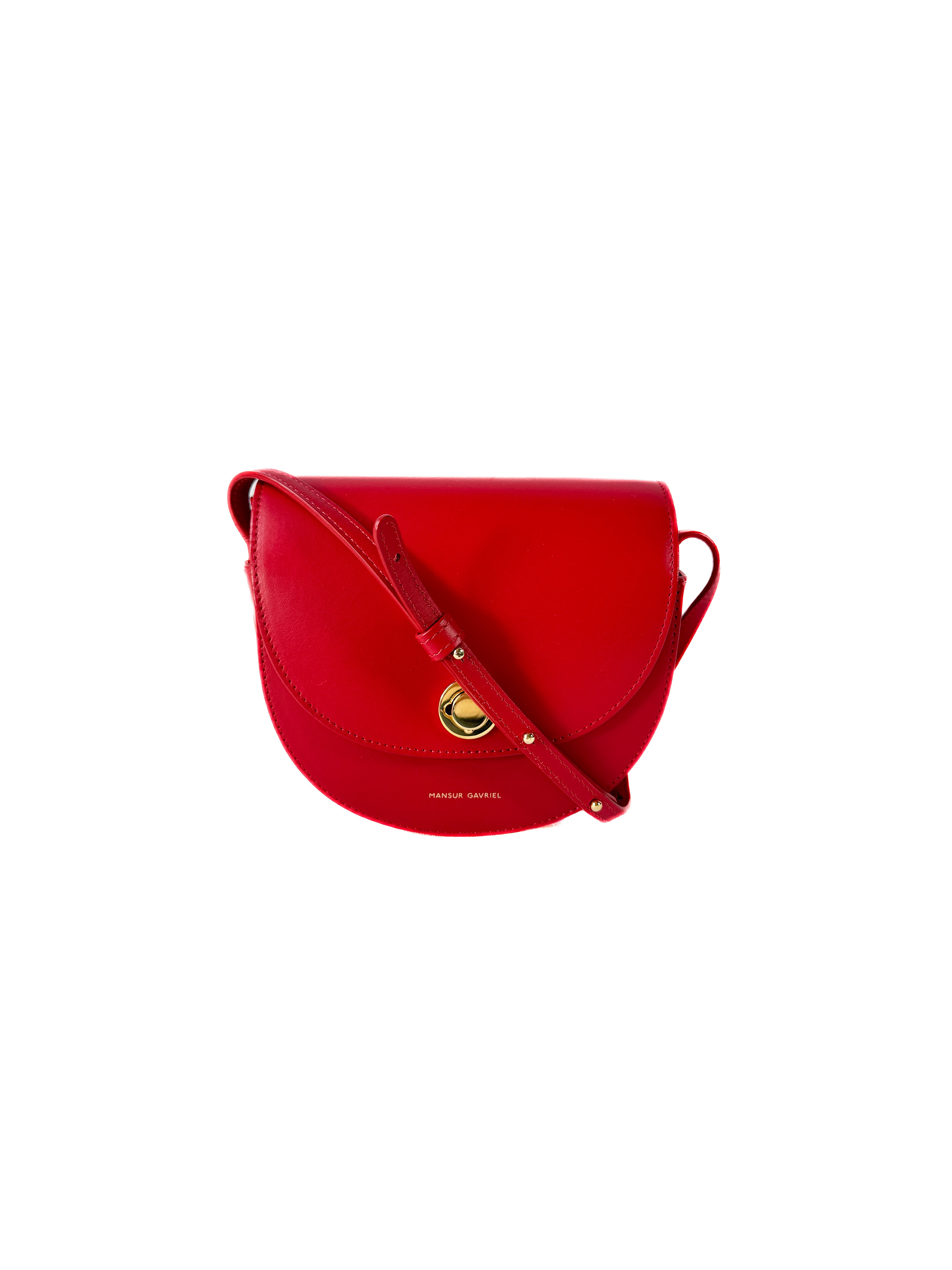 Mansur Gavriel red leather Mini Saddle crossbody