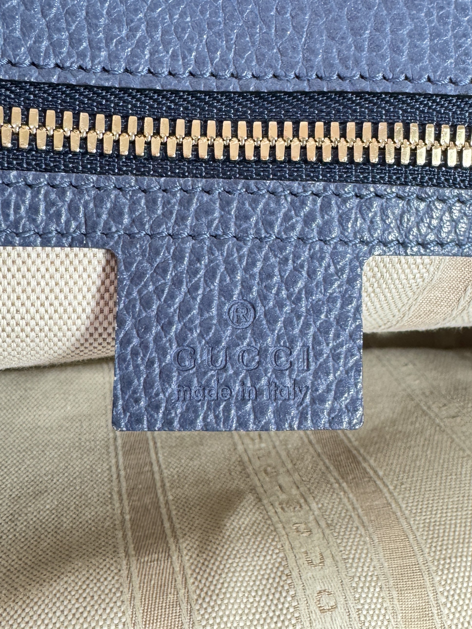 Gucci blue Lady Dollar handle medium tote 388558525040