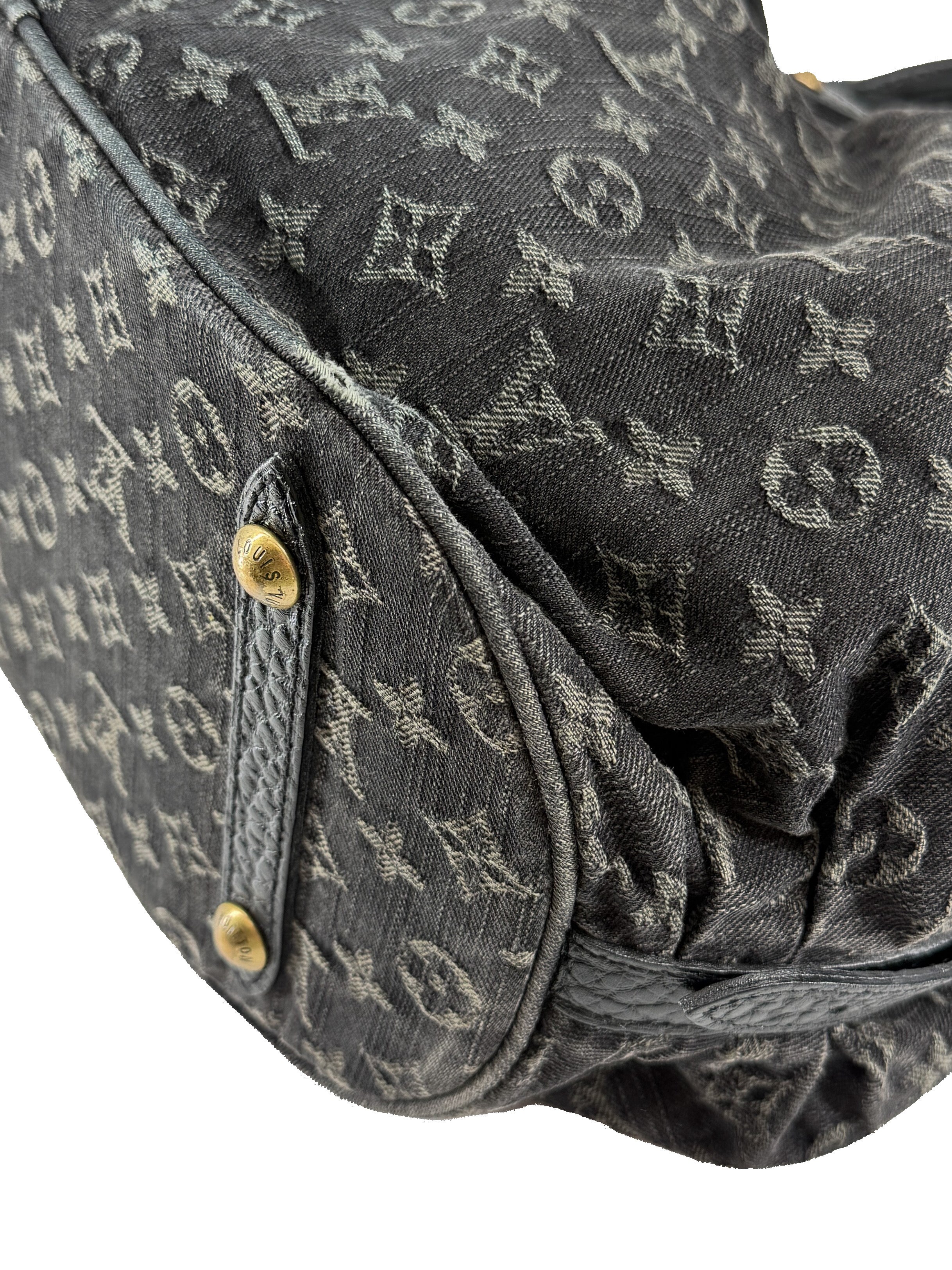 Louis Vuitton monogram black denim Mahina XL FL0078