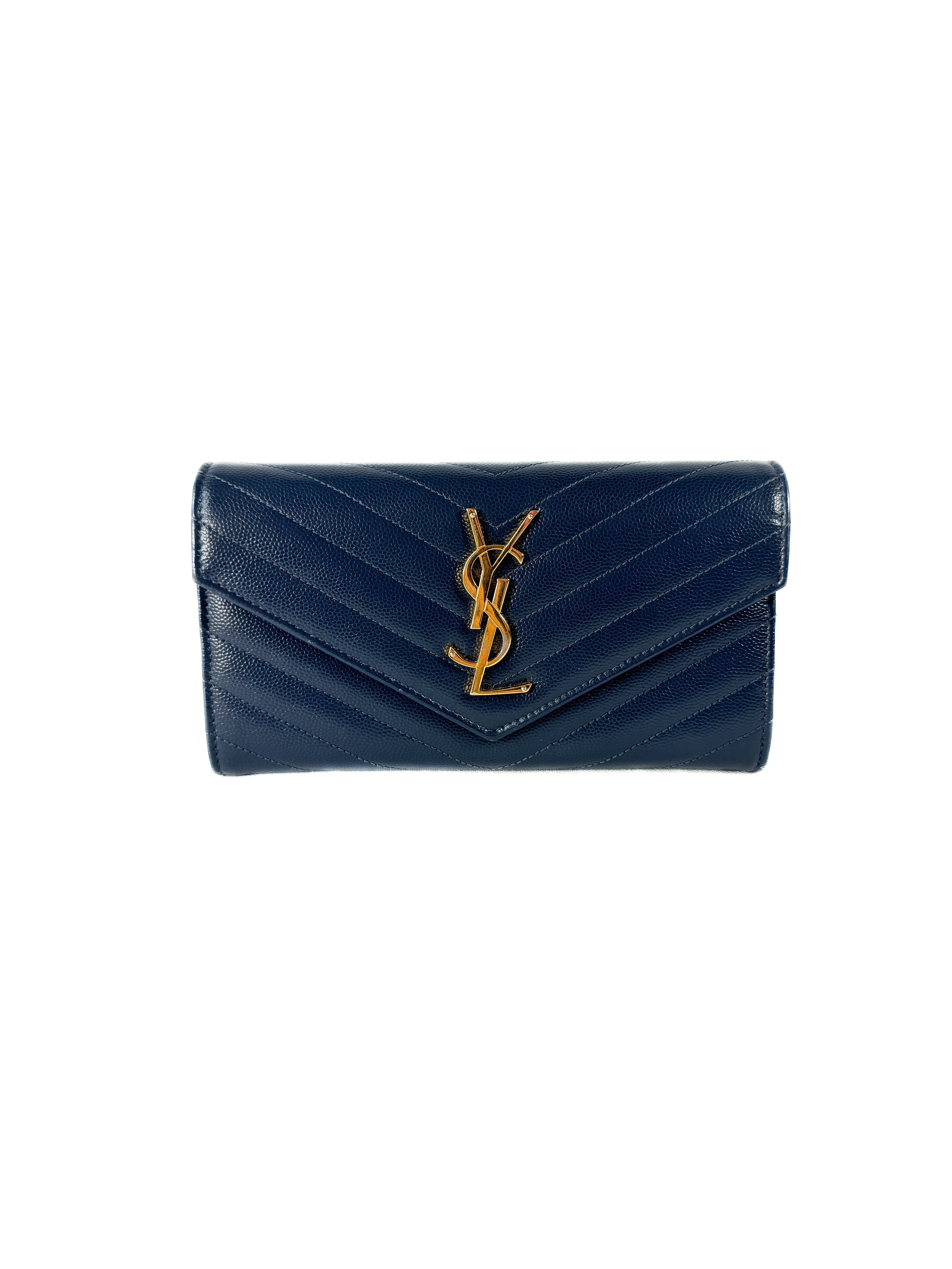Saint Laurent navy Cassandre long wallet CFP3722640618