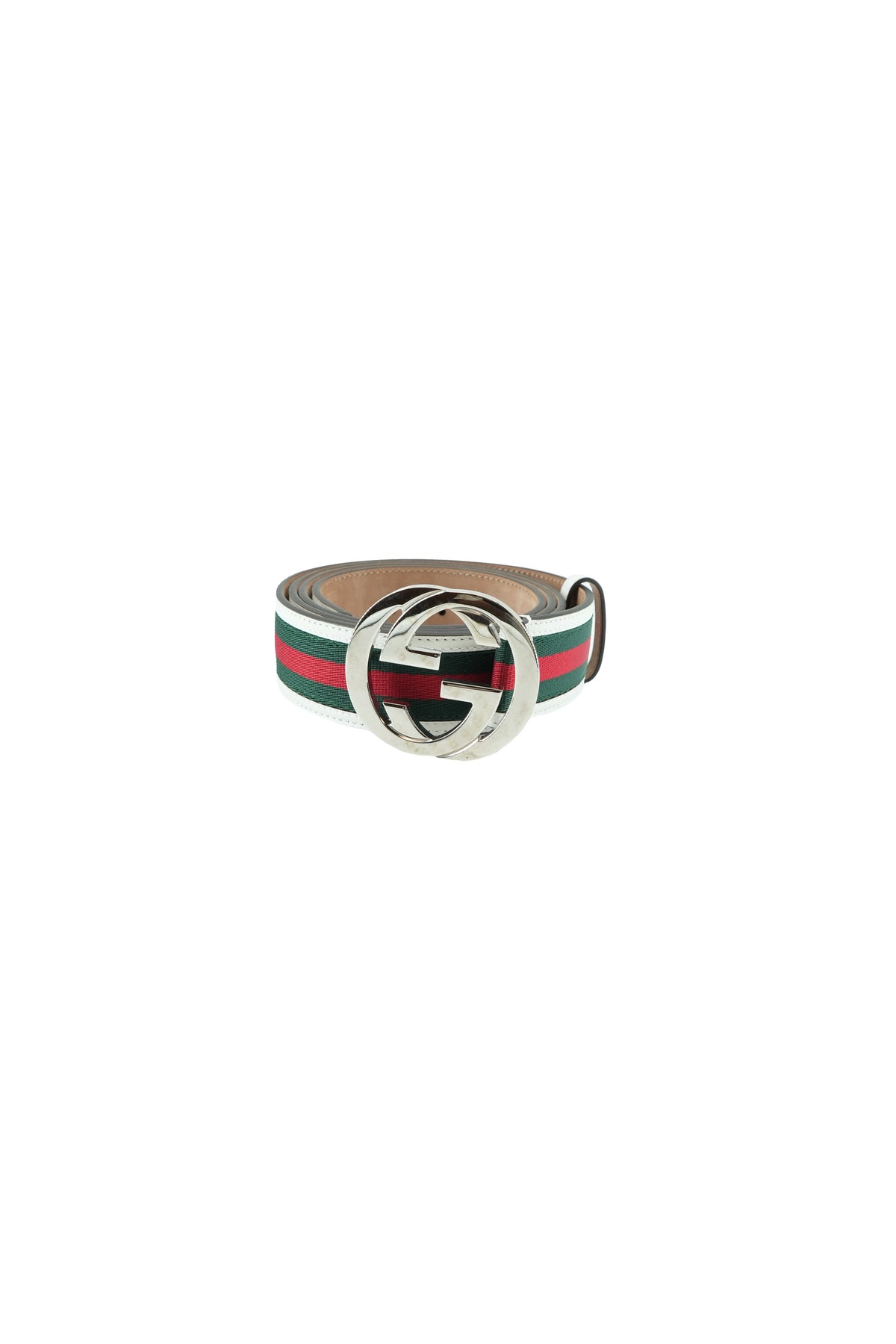 Gucci web white leather belt H9V3N 120