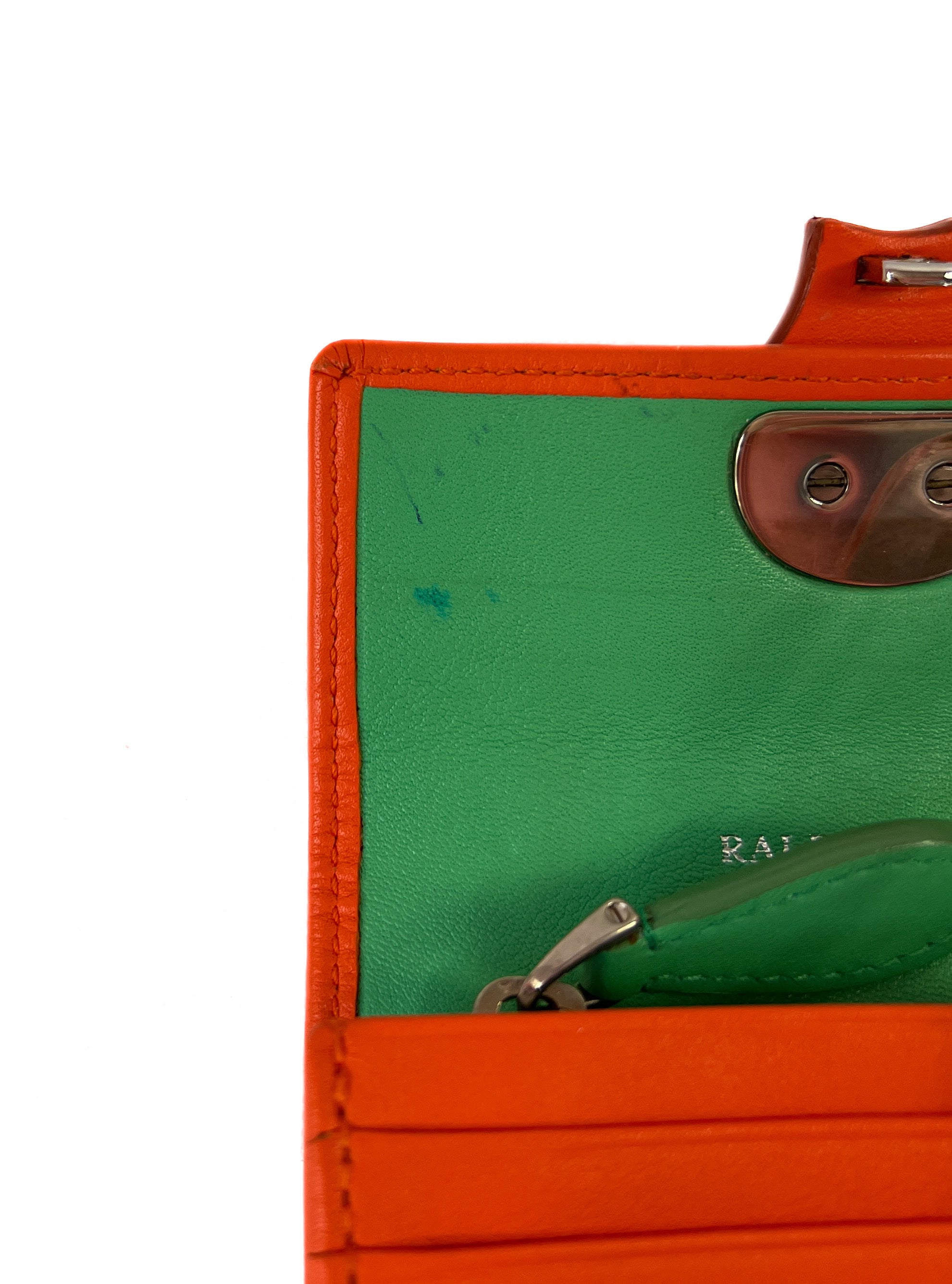 Ralph Lauren Ricky orange leather card zip wallet