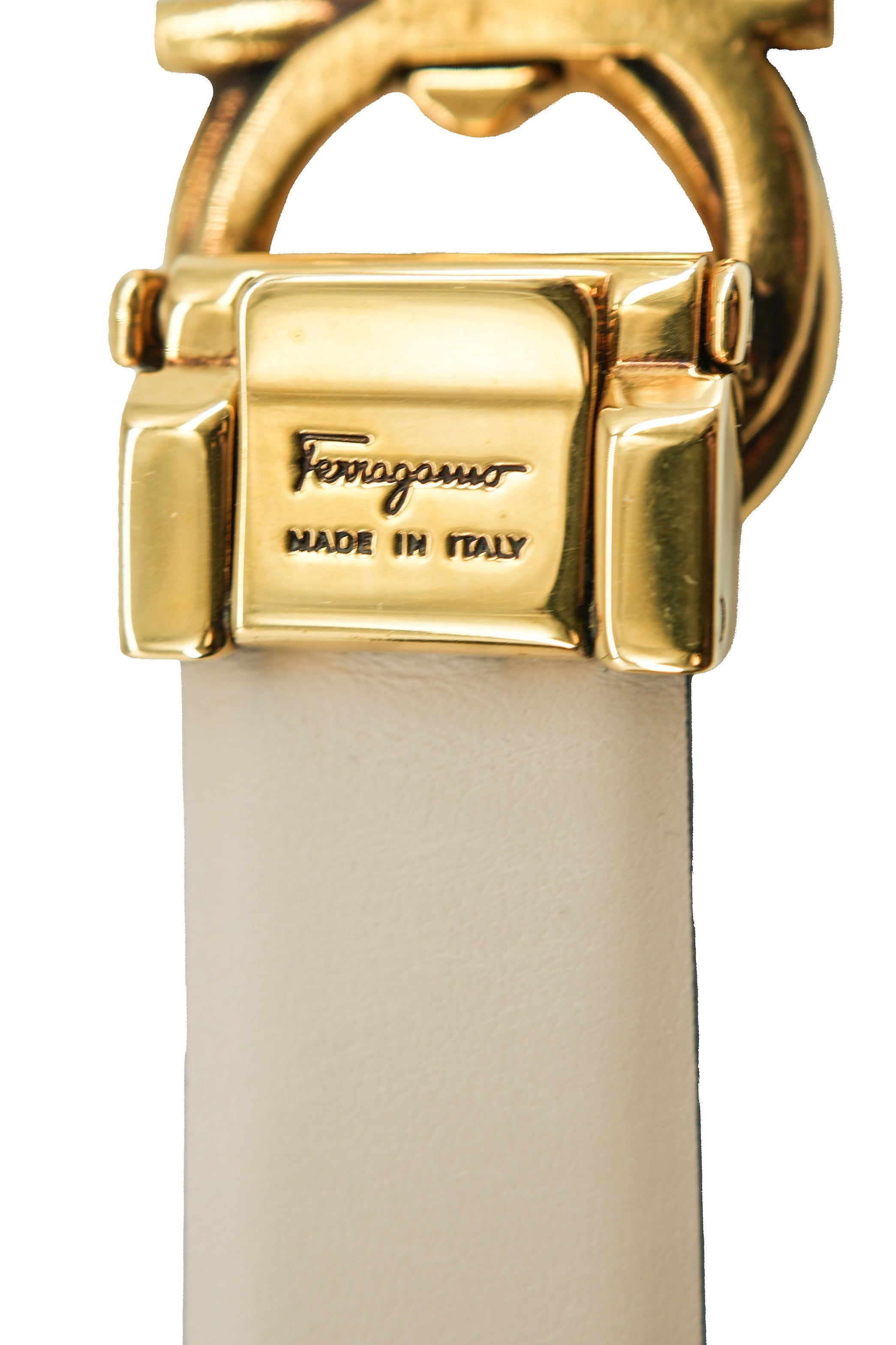 Salvatore Ferragamo nude leather Gancini belt size