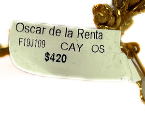 Oscar de la Renta red gold floral clip on earrings NEW