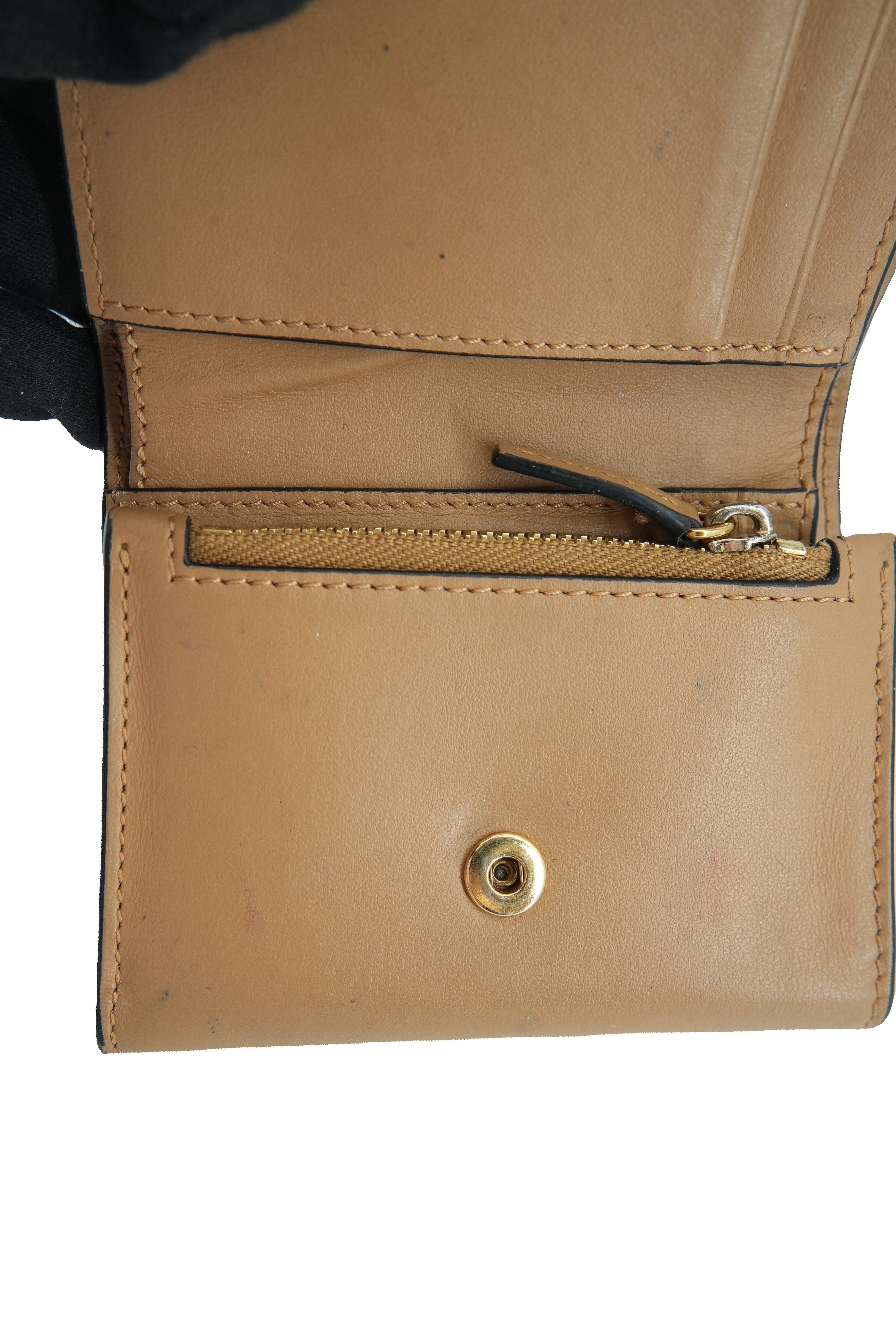 Versace brown leather Virtus V tri fold wallet