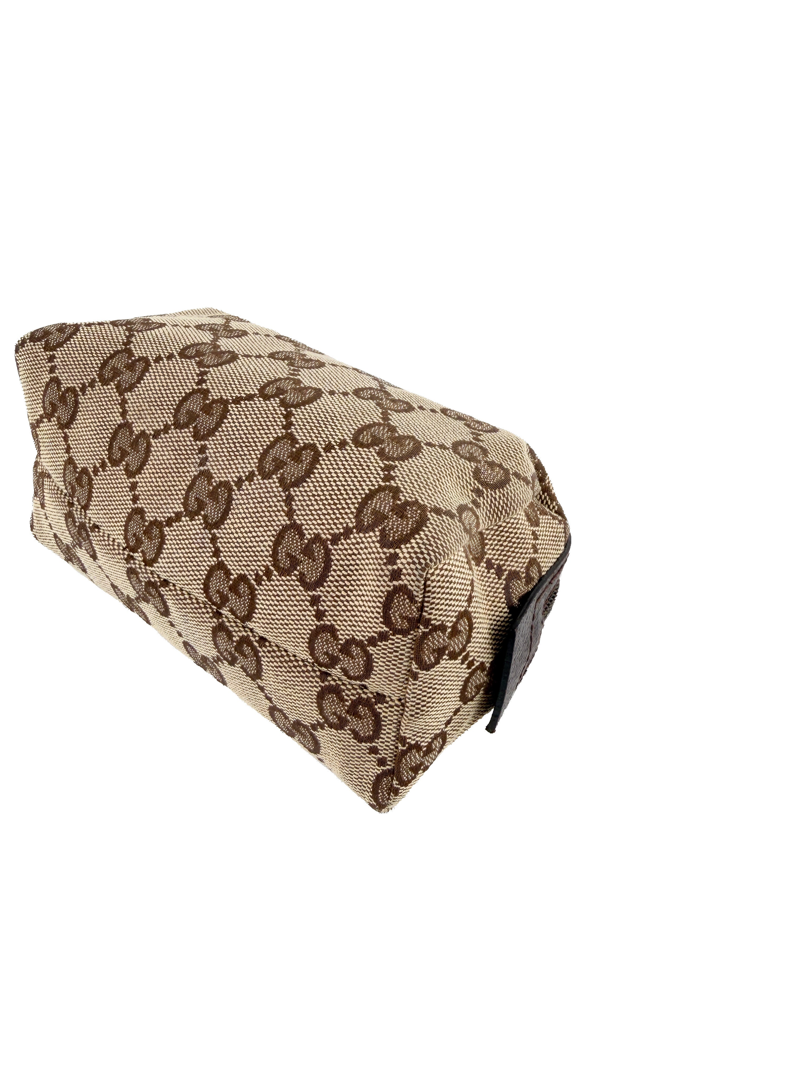 Gucci brown canvas GG zip pouch 29596 205027