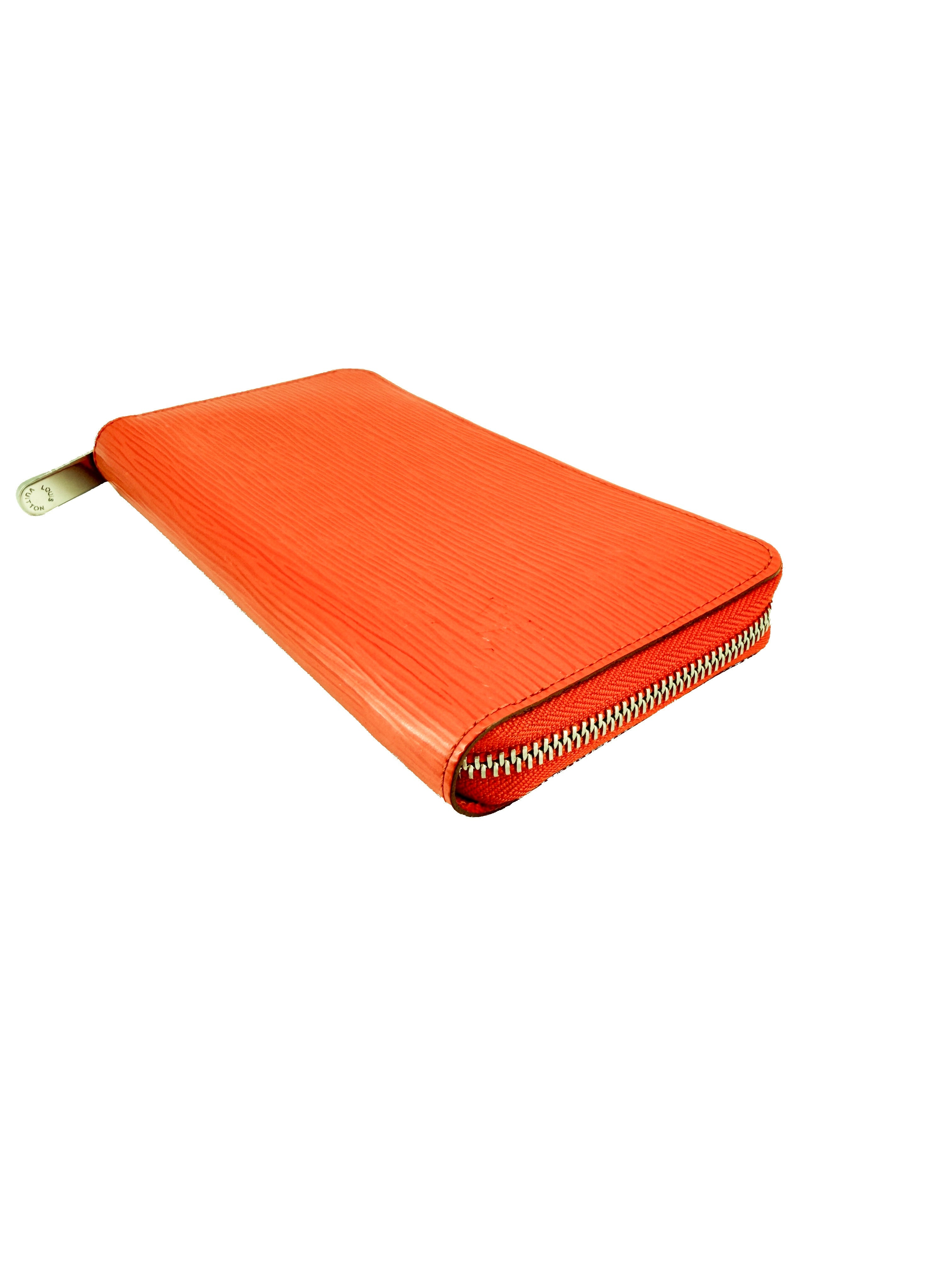 Louis Vuitton epi leather orange zippy wallet MI1123