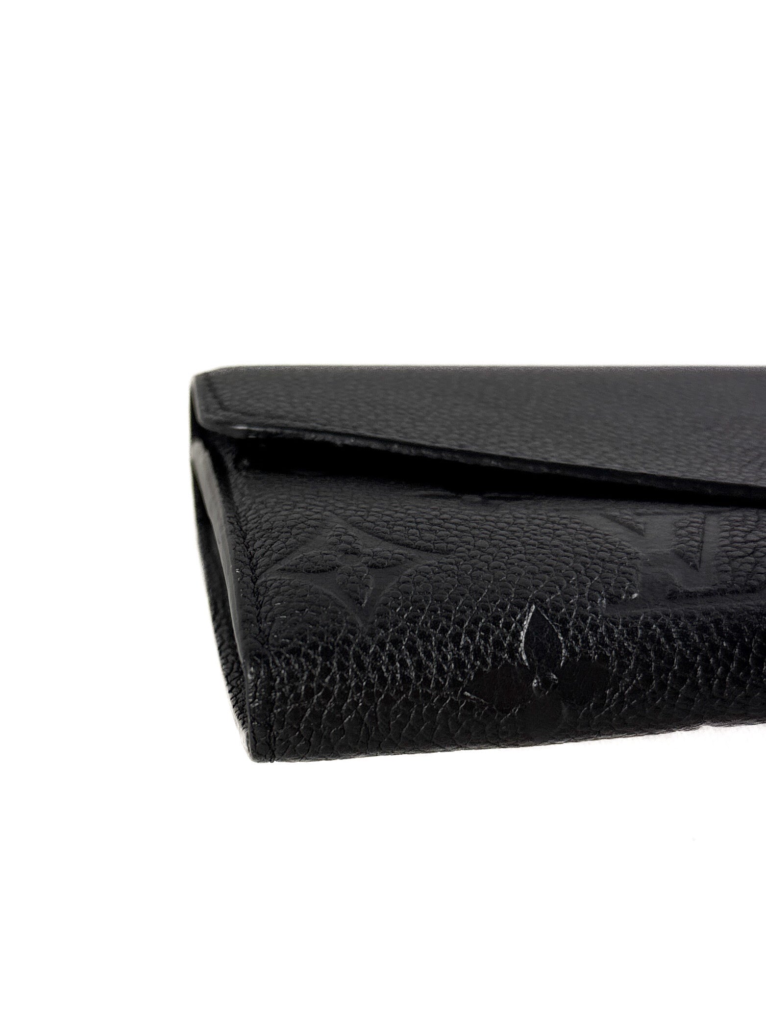 Louis Vuitton black empreinte Sarah wallet (NM, microchipped) retail $970