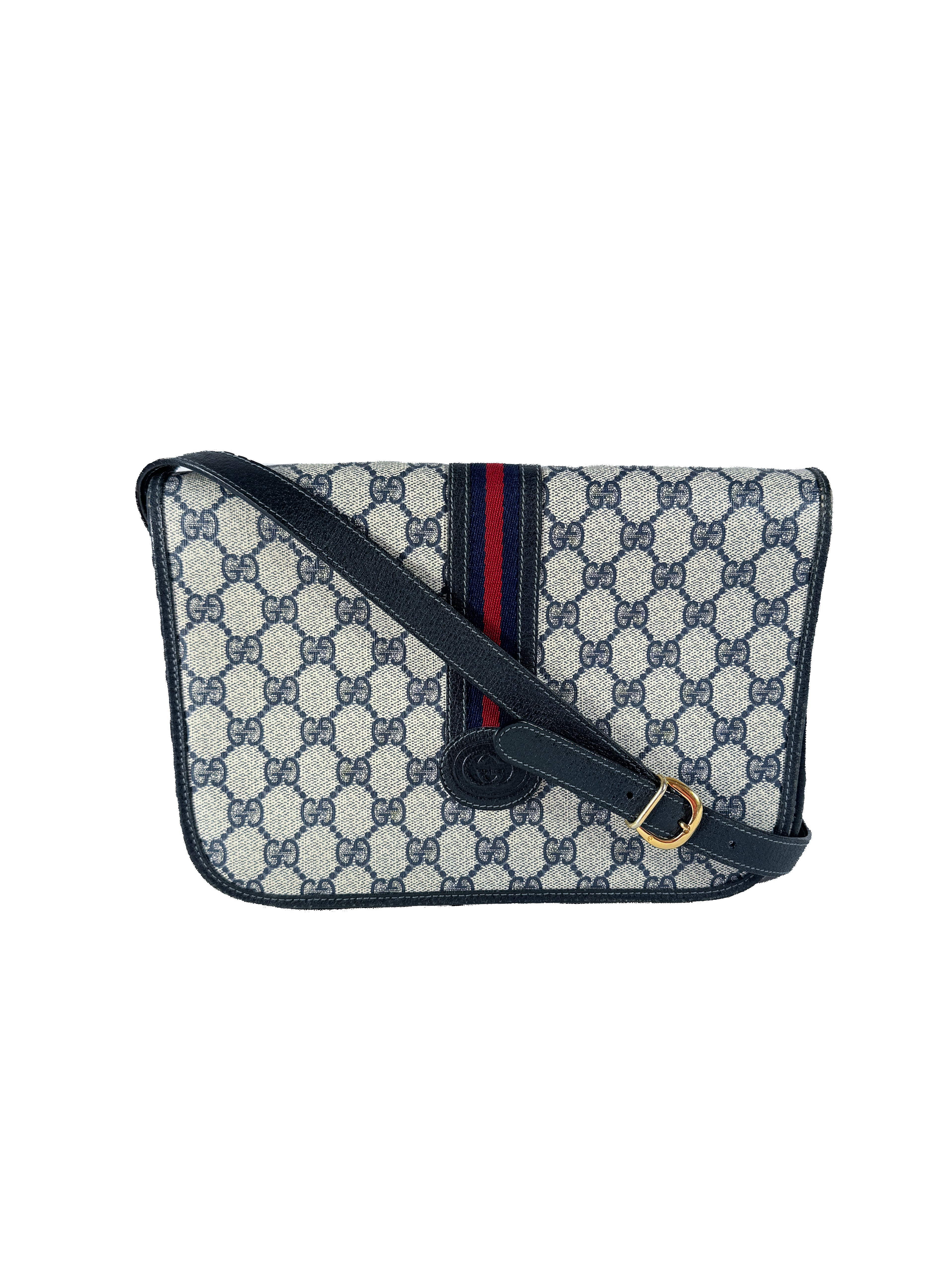 Gucci navy GG vintage sherry line crossbody 001.904.0915