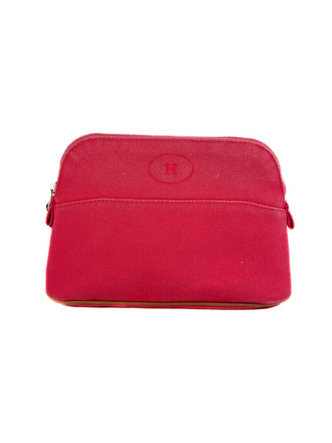 Hermès bright pink cotton Bolide zip pouch