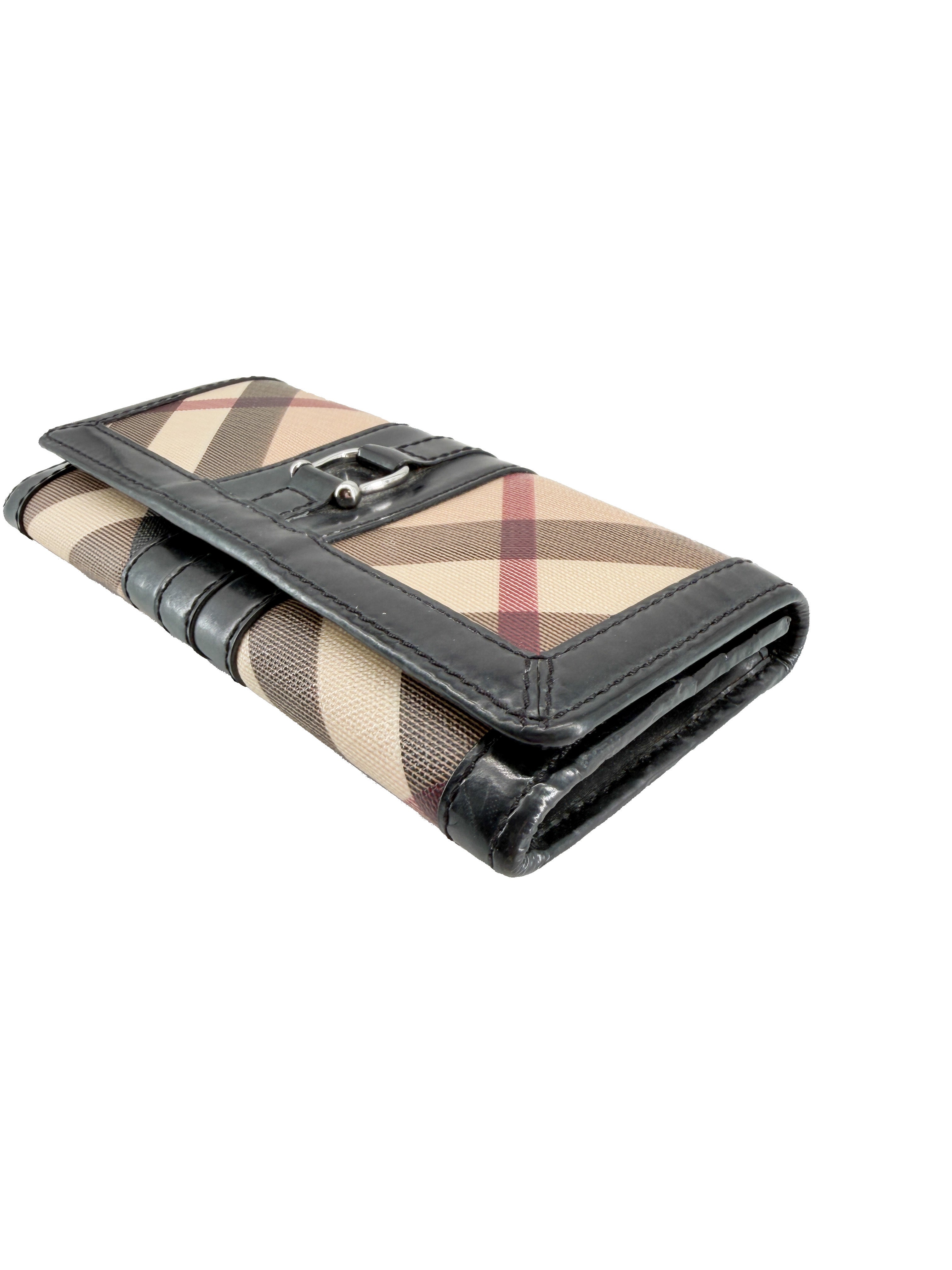 Burberry check black patent leather wallet *as is*