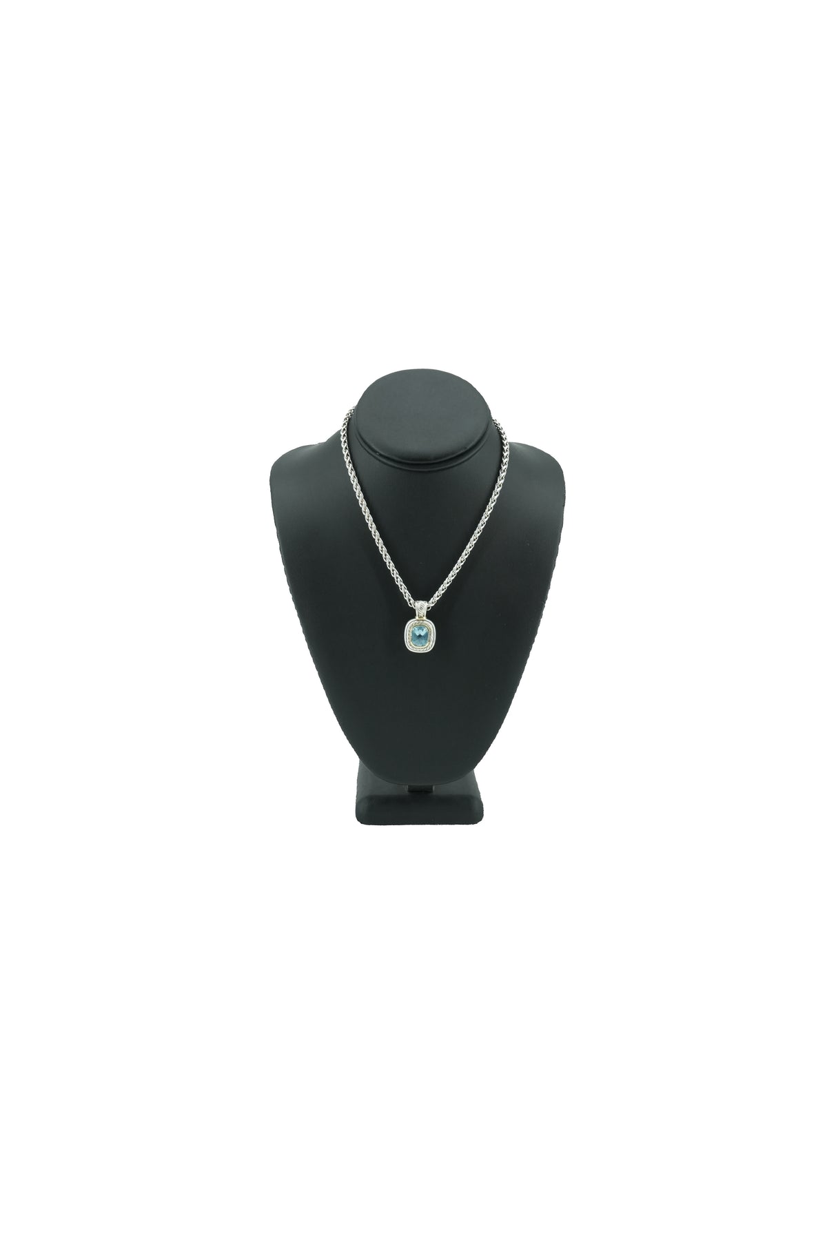 David Yurman sterling silver, 14k yellow gold, blue topaz Albion necklace