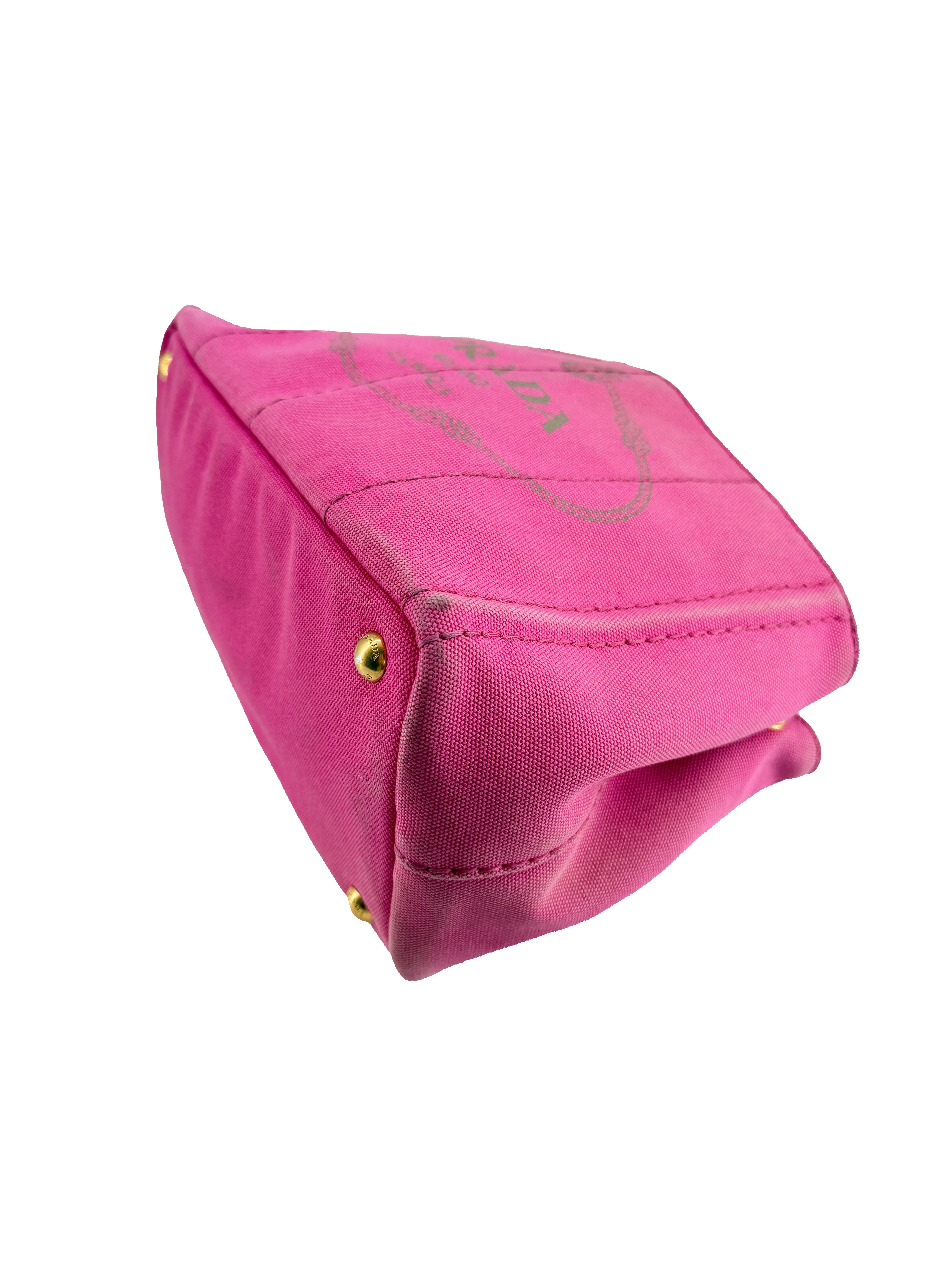 Prada pink canvas Canapa tote 158 B