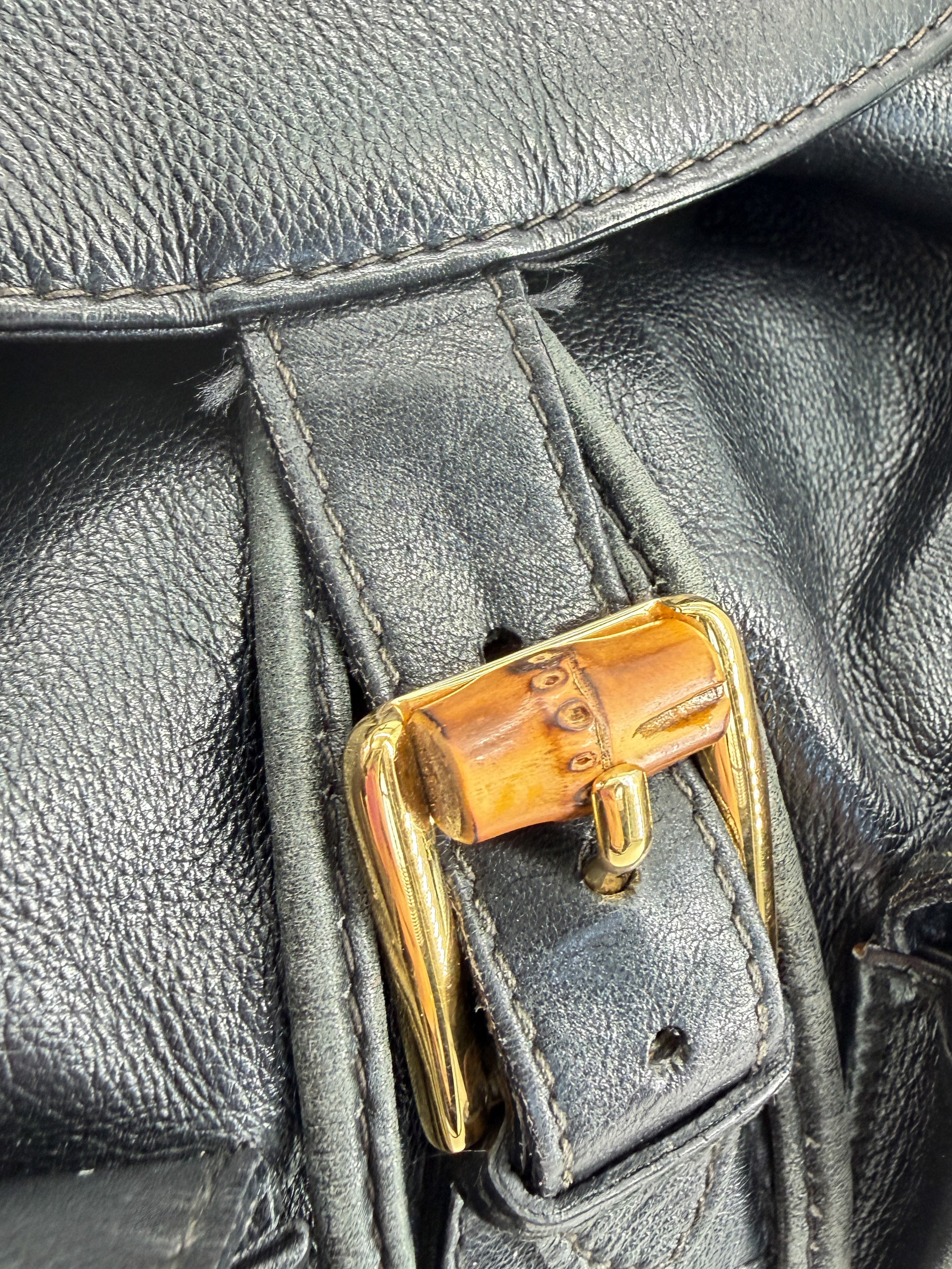 Gucci black Bamboo handle backpack 3580016
