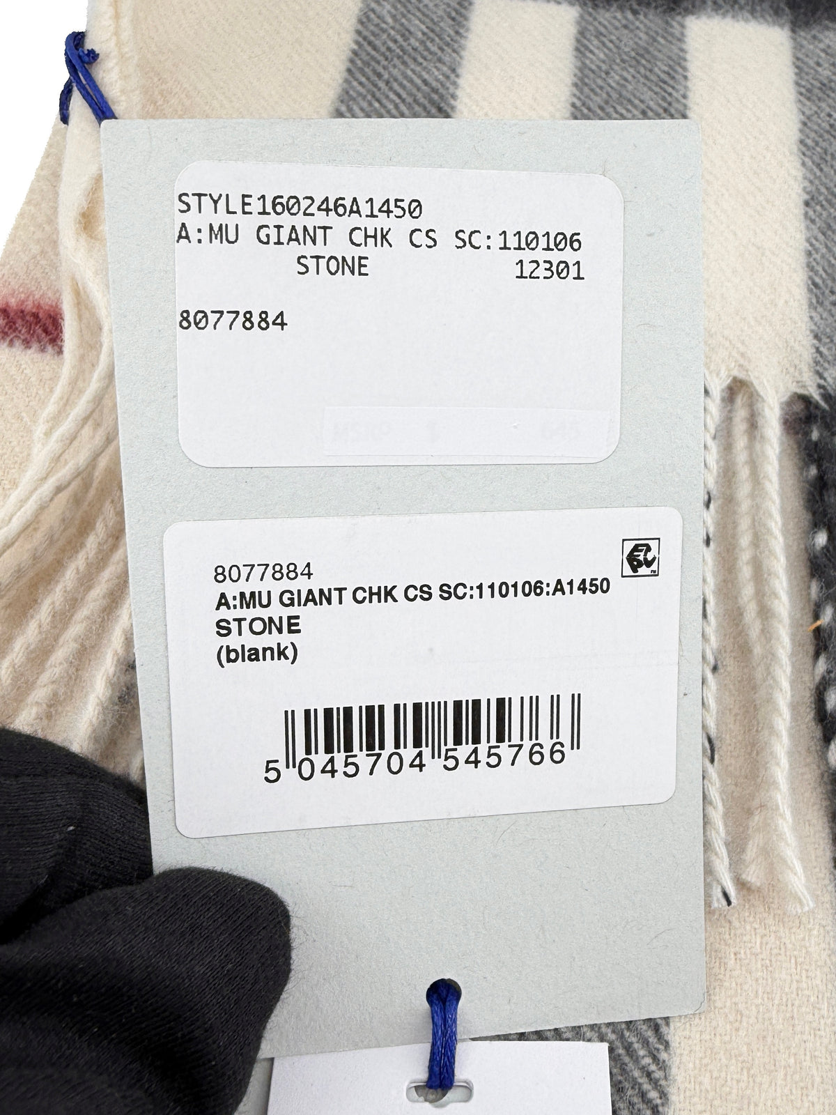Burberry giant check cream cashmere scarf NWT