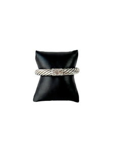 David Yurman 10mm sterling silver gold domed hinged cable bracelet