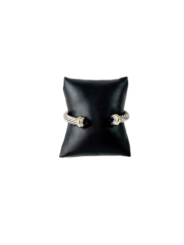 David Yurman sterling silver, 14K gold, amethyst 7MM cable classic bracelet