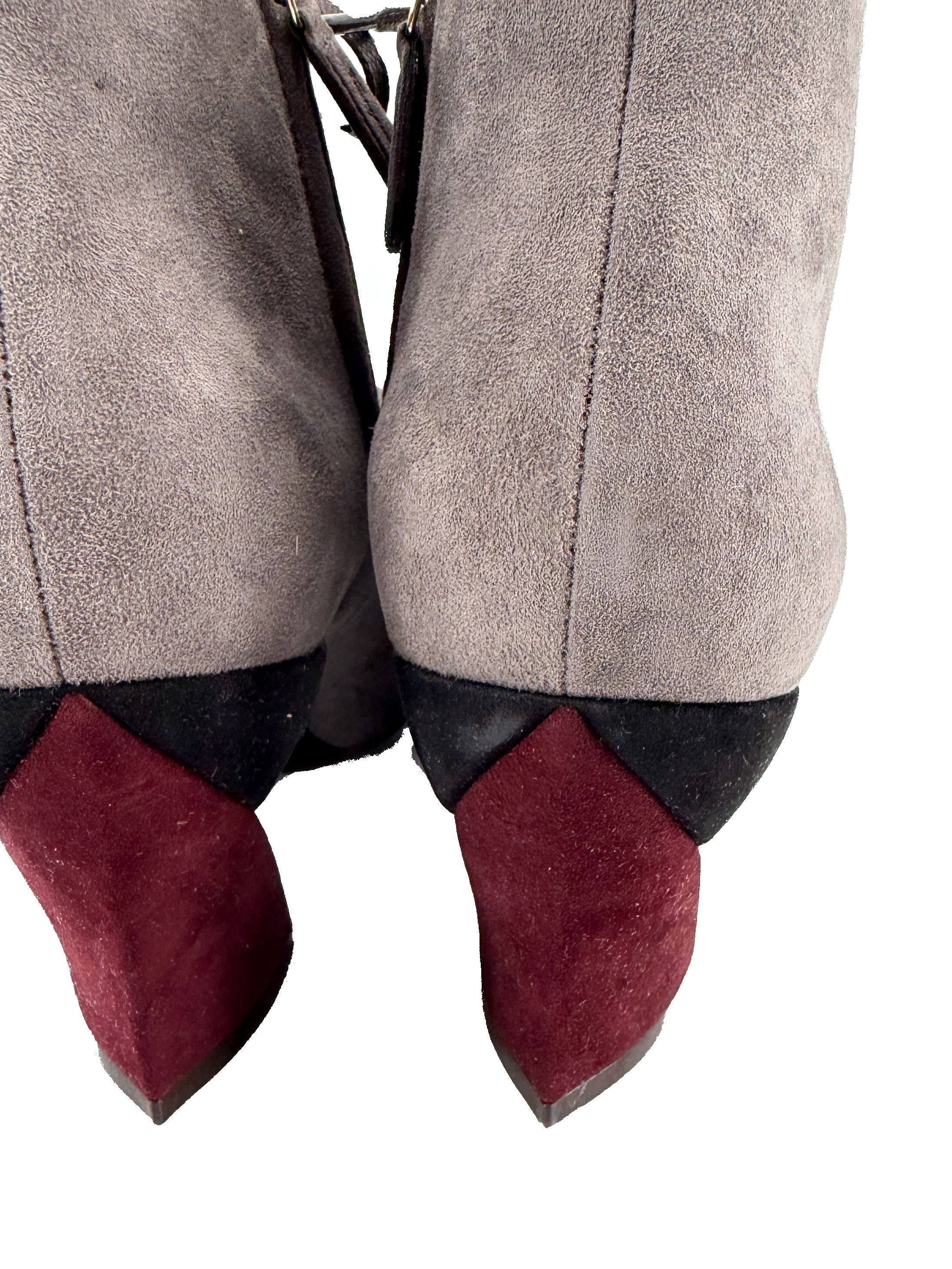 Salvatore Ferragamo tri color suede heeled booties size 6 NEW BOX