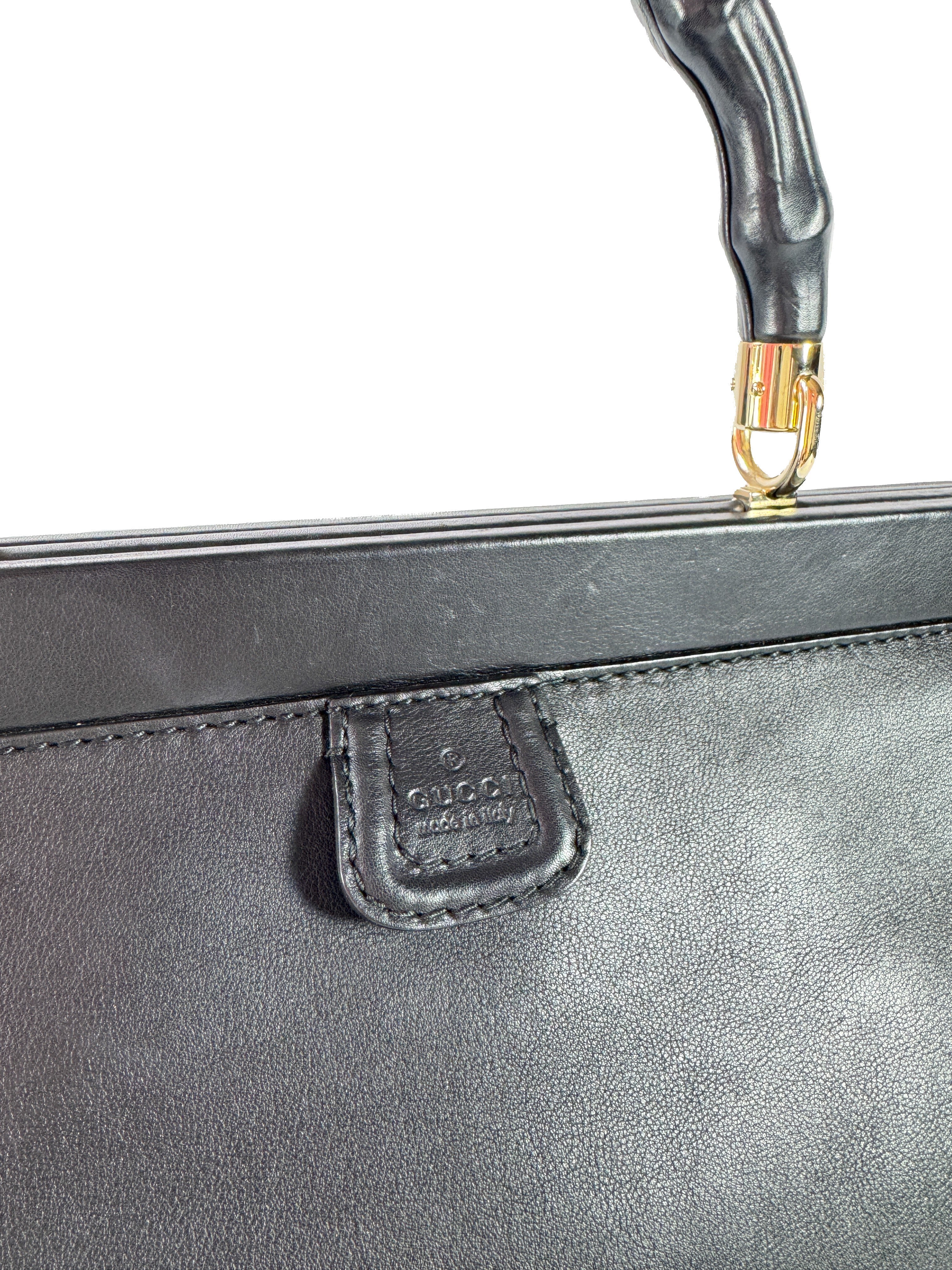 Gucci black Bamboo Bold top handle tote 296860502752