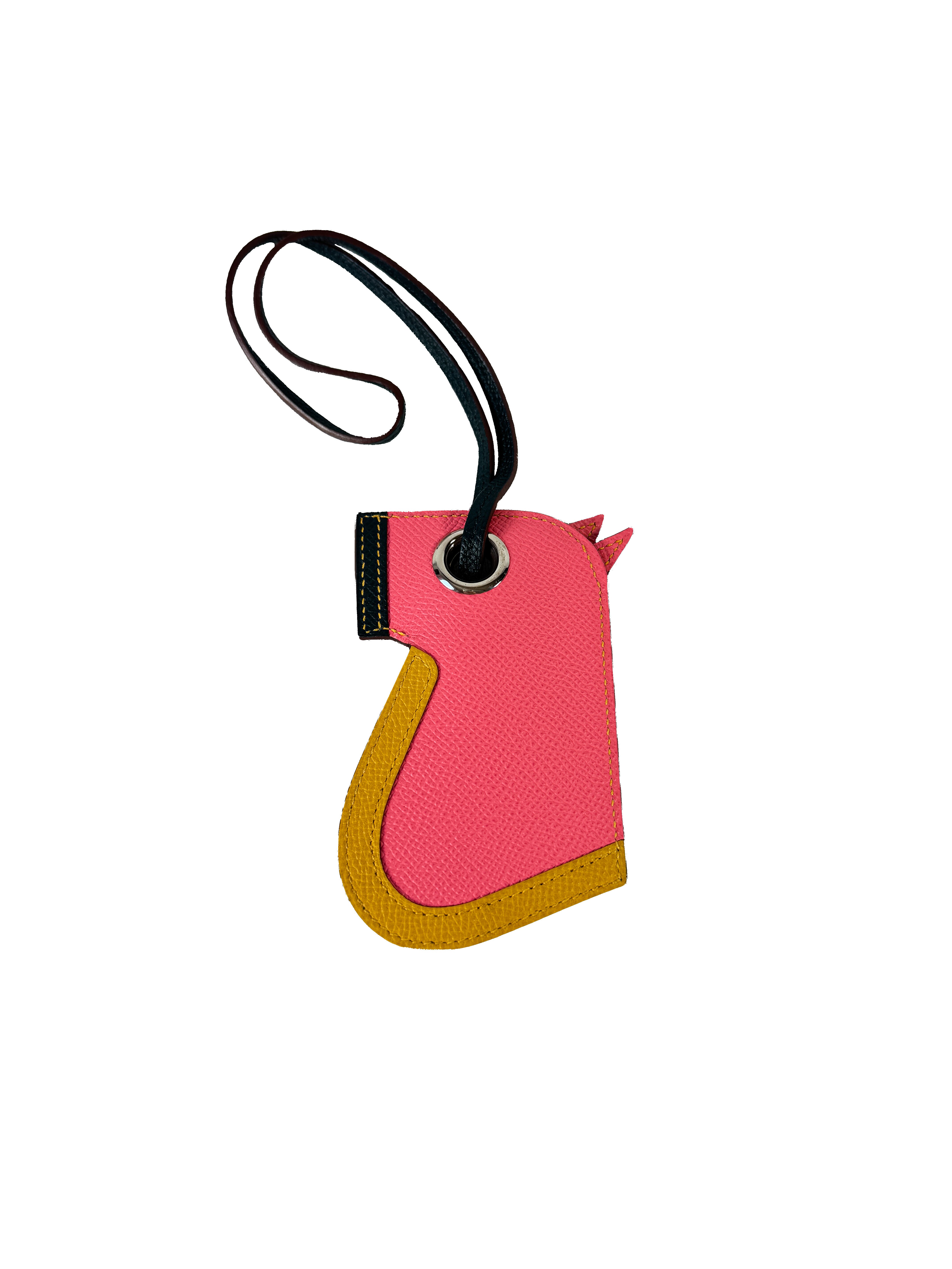 Hermès pink, dark green, yellow Camail bag charm G