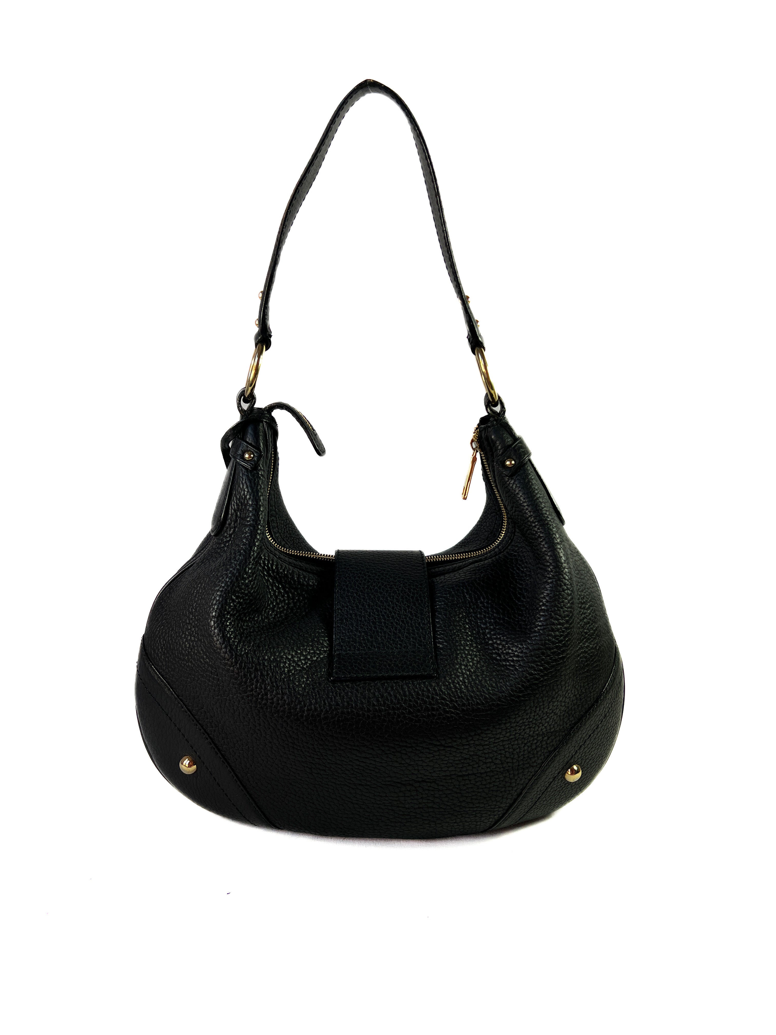 Dolce & Gabbana black leather shoulder hobo bag