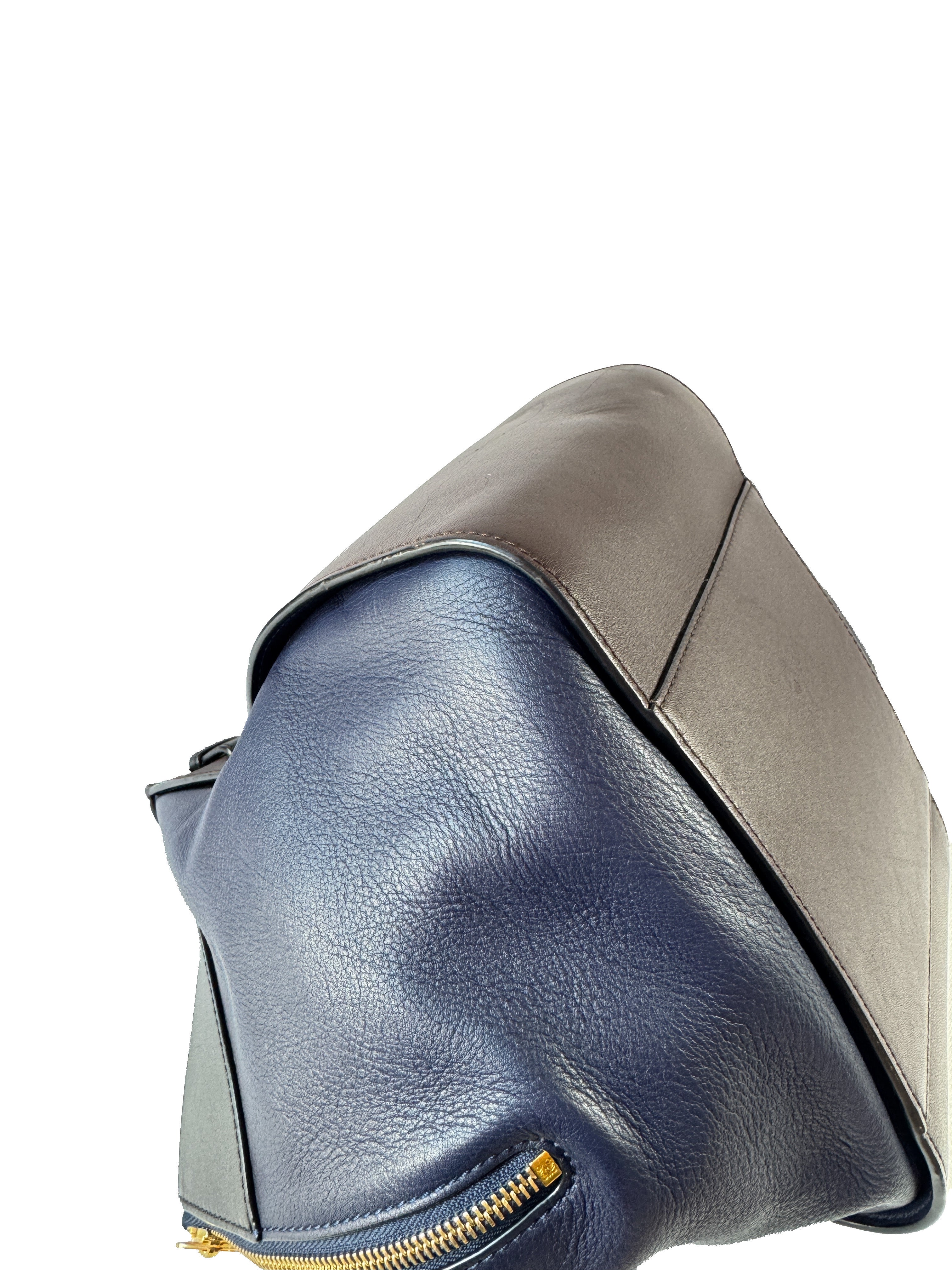 Loewe tri color navy, black, brown leather small Hammock bag  262023