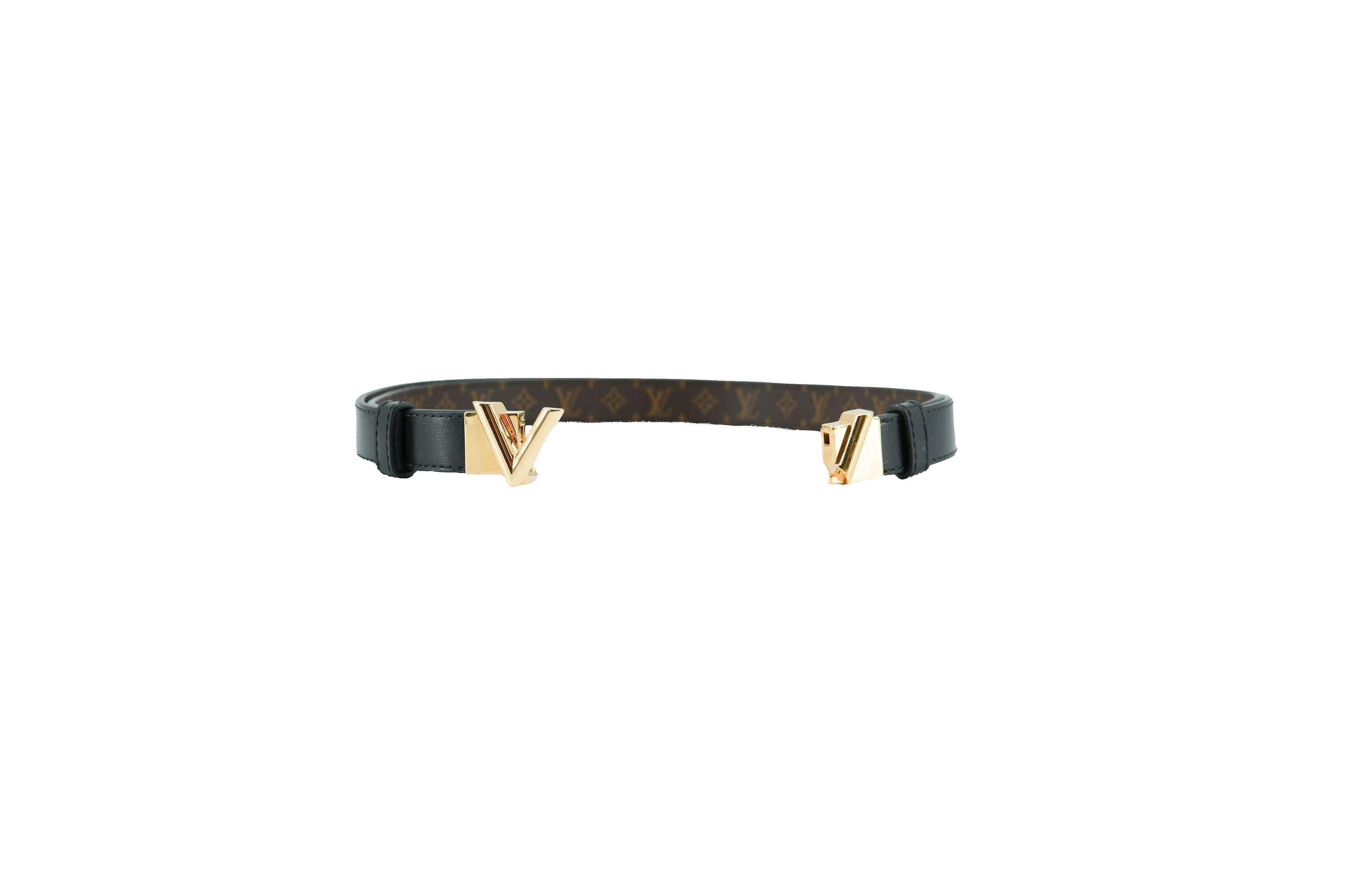 Louis Vuitton black leather Serrures 20mm belt BC0274