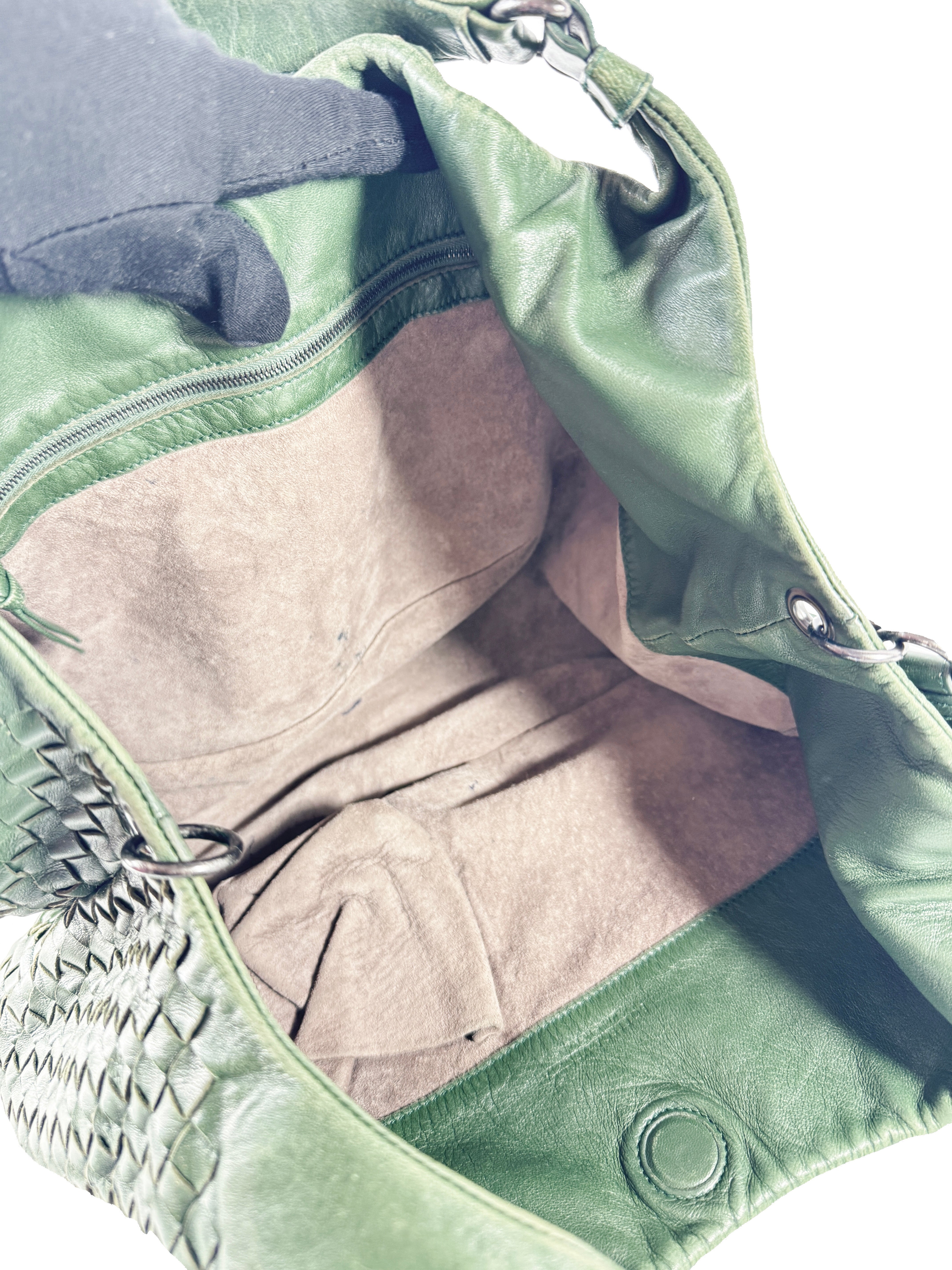 Bottega Veneta green intrecciato campana hobo 125787V00163278